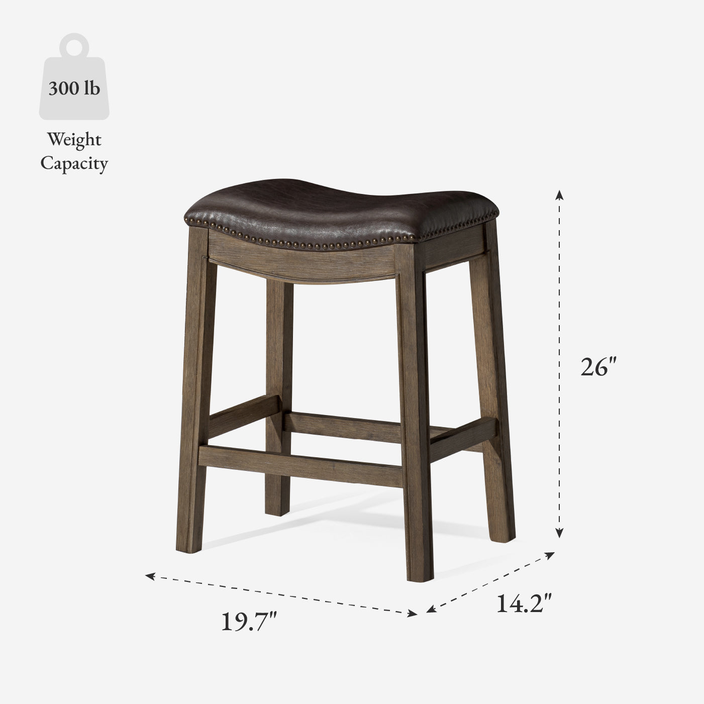 26" Adrien Saddle Counter Stool in Walnut Finish with Marksman Saddle Vegan Leather in Stools by Maven Lane
