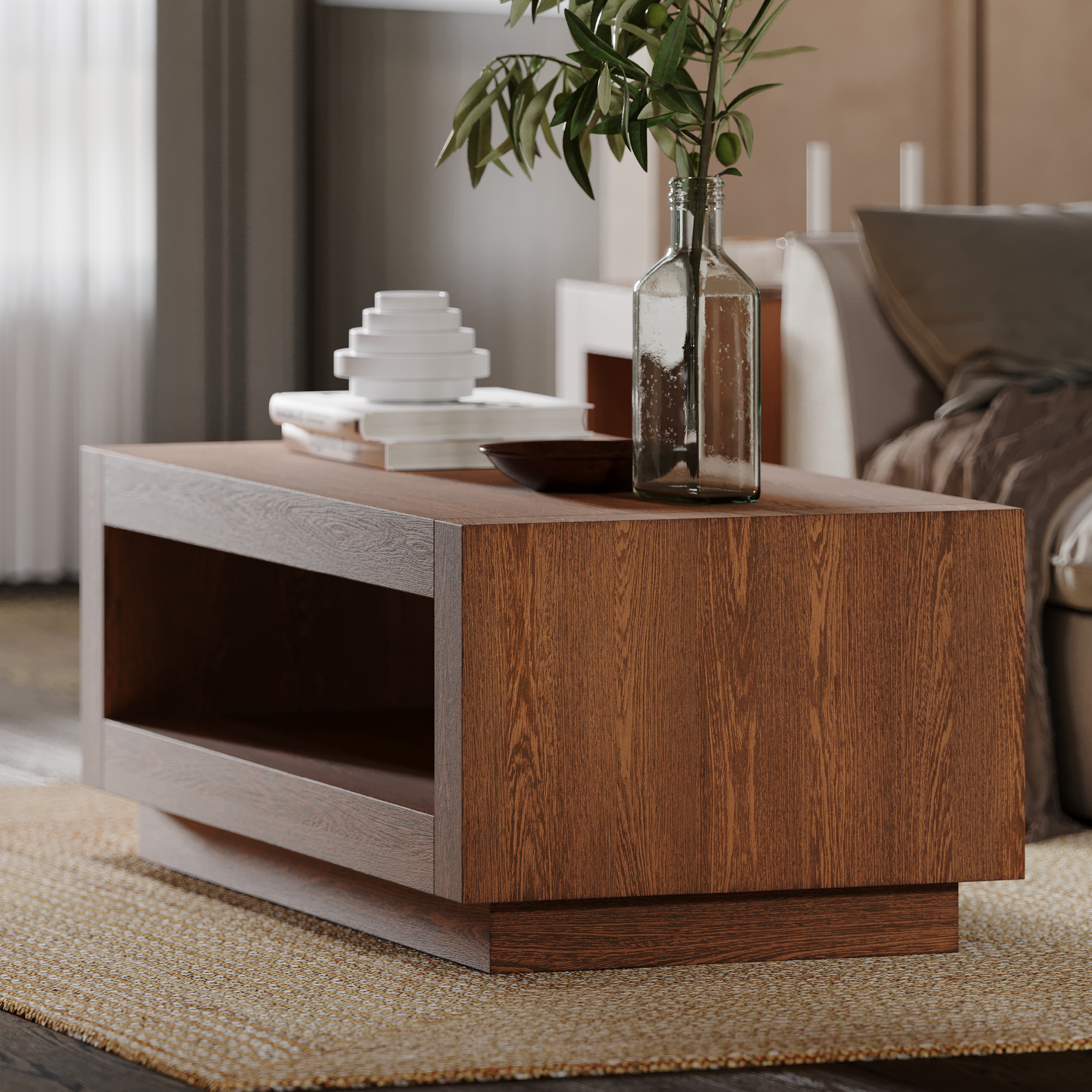 Artemis Contemporary Wooden Coffee Table in Refined Brown Finish in Accent Tables by Maven Lane