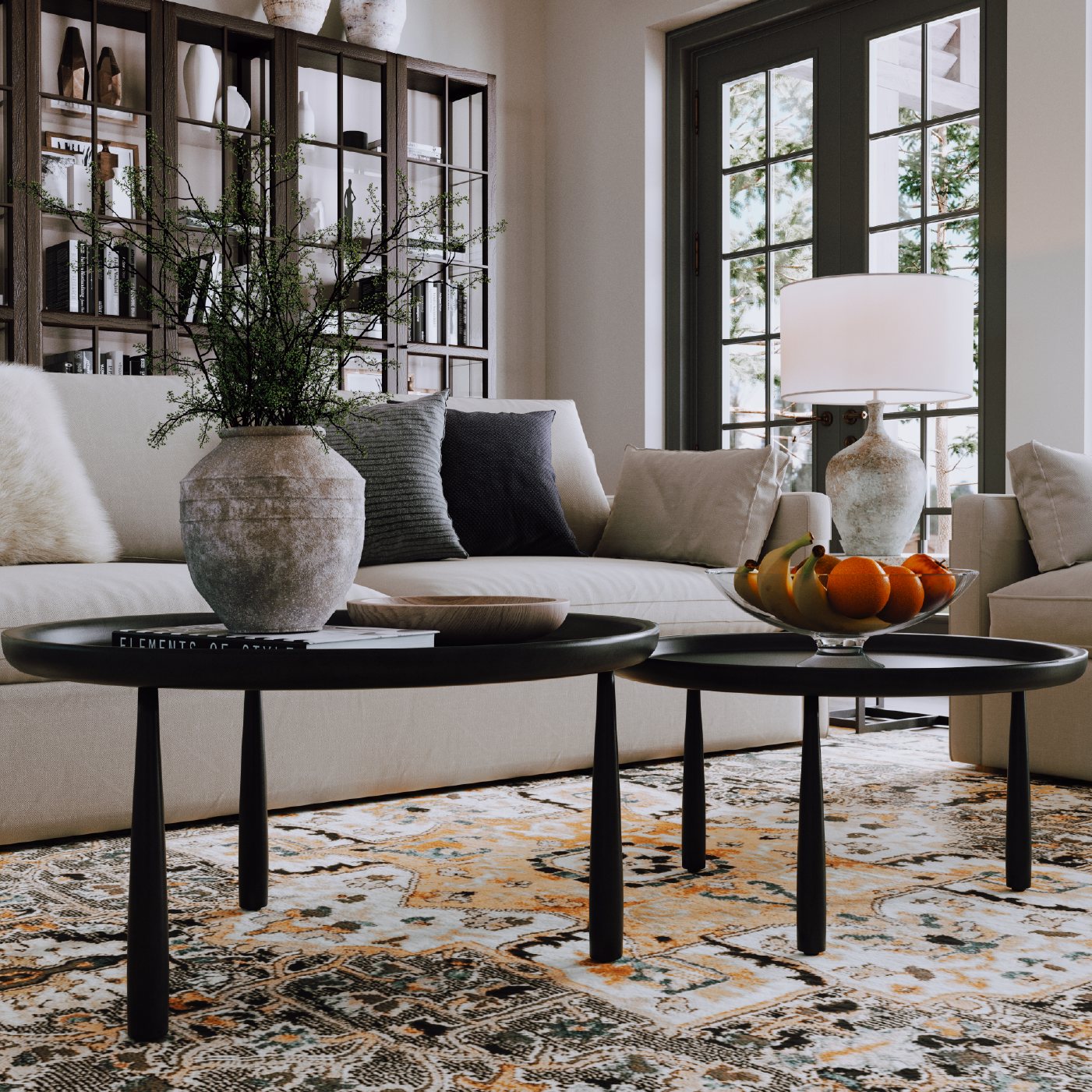 Sonia Rustic Wooden Nesting Coffee Tables In Matte Black in Accent Tables by Maven Lane