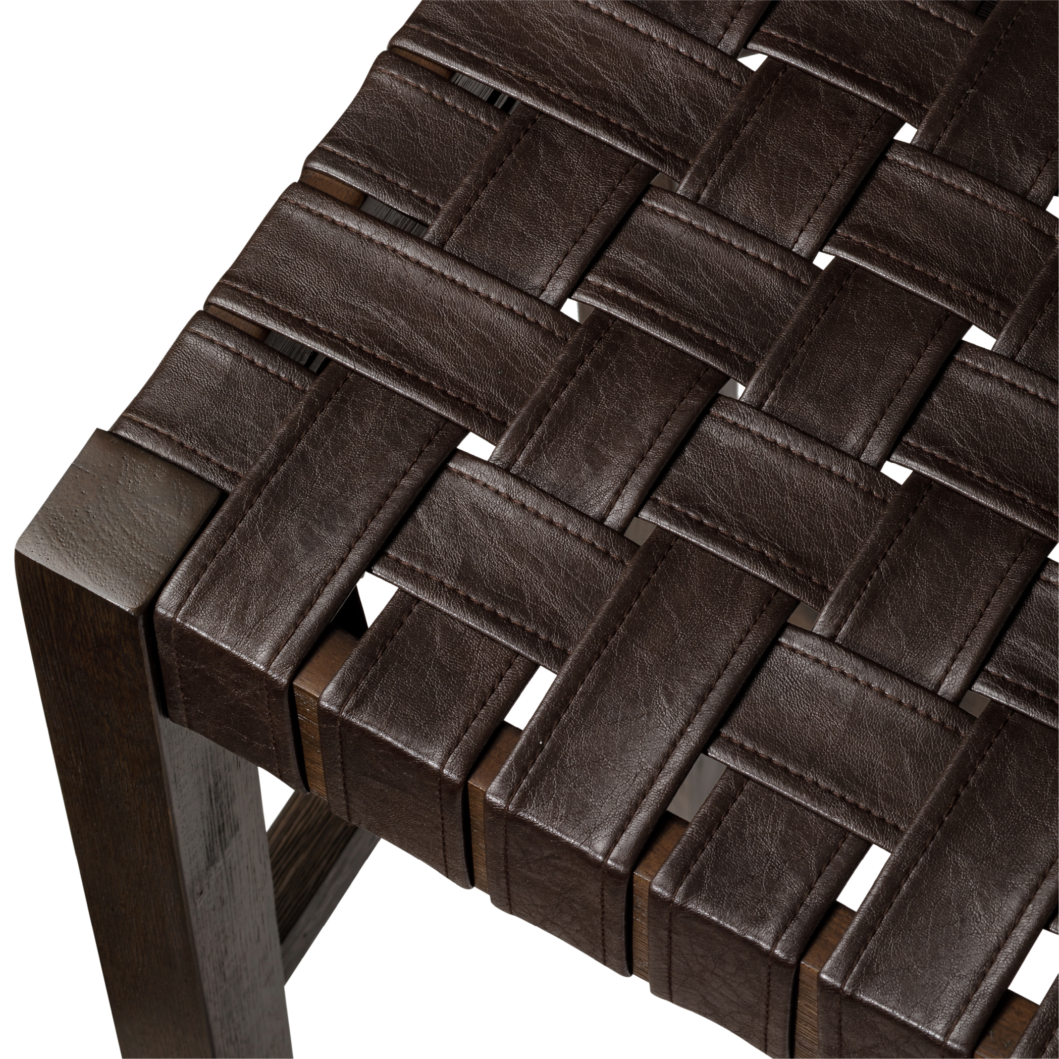 26" Emerson counter height kitchen stool - weathered brown wood finish with marksman saddle vegan leather in Stools by Maven Lane