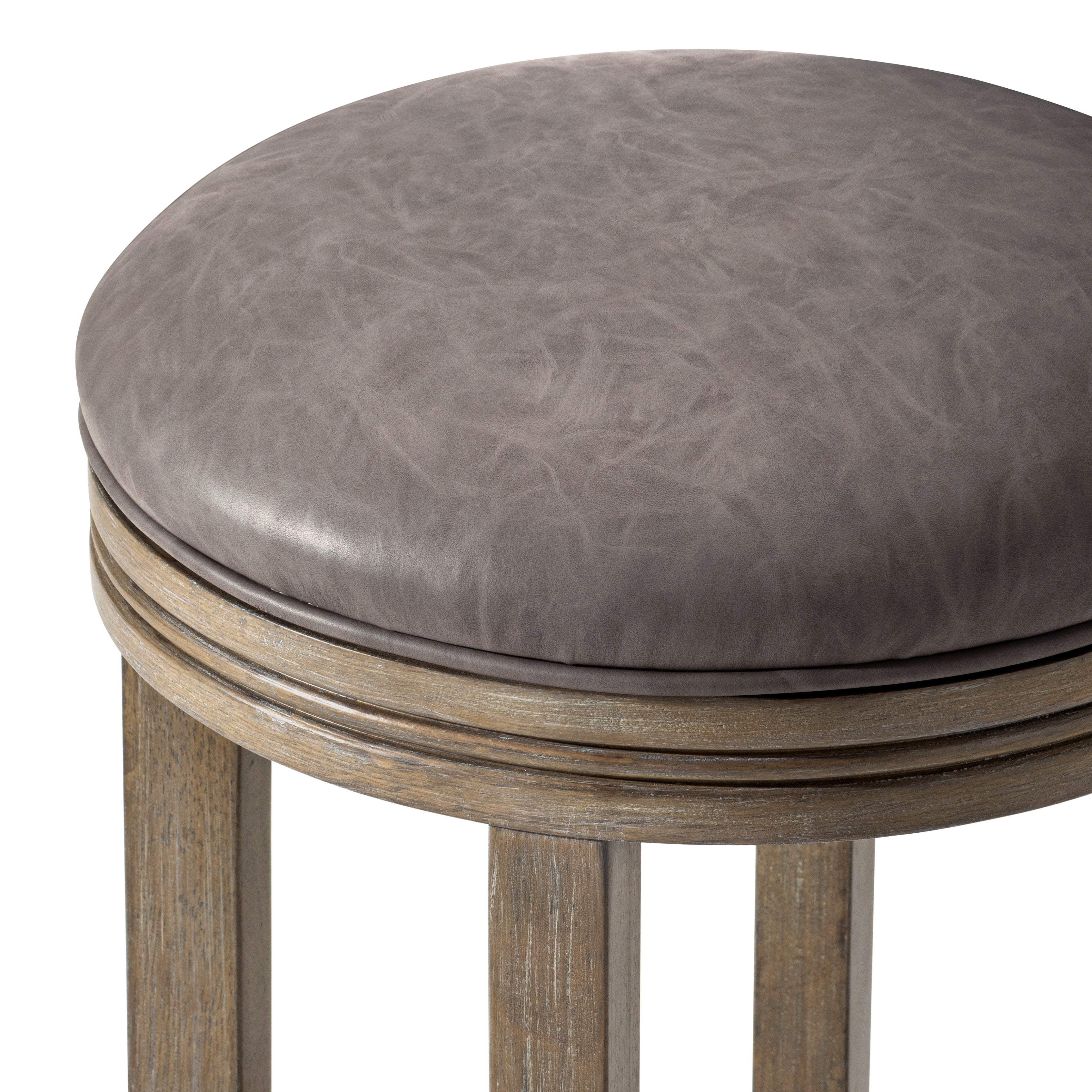 26" Eva swivel counter height kitchen stool - reclaimed oak finish with ronan stone vegan leather in Stools by Maven Lane