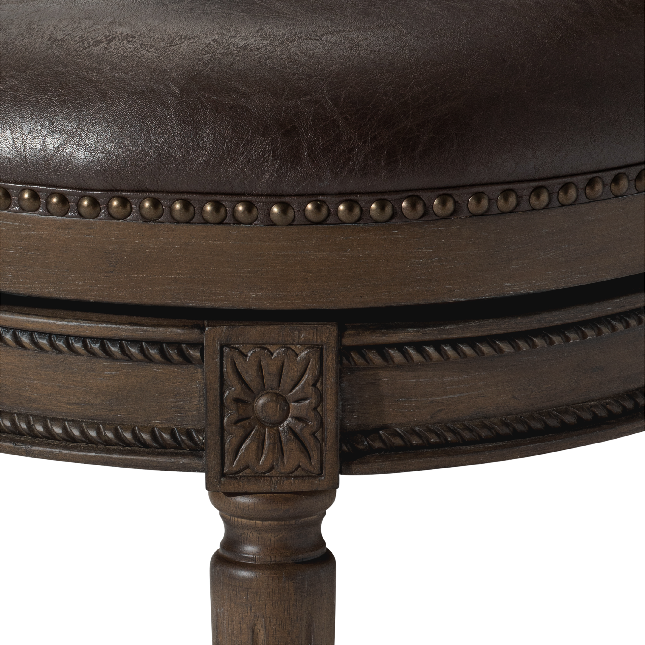 Pullman Swivel Counter Height Kitchen Stool - Walnut Finish w/ Marksman Saddle Vegan Leather in Stools by Maven Lane
