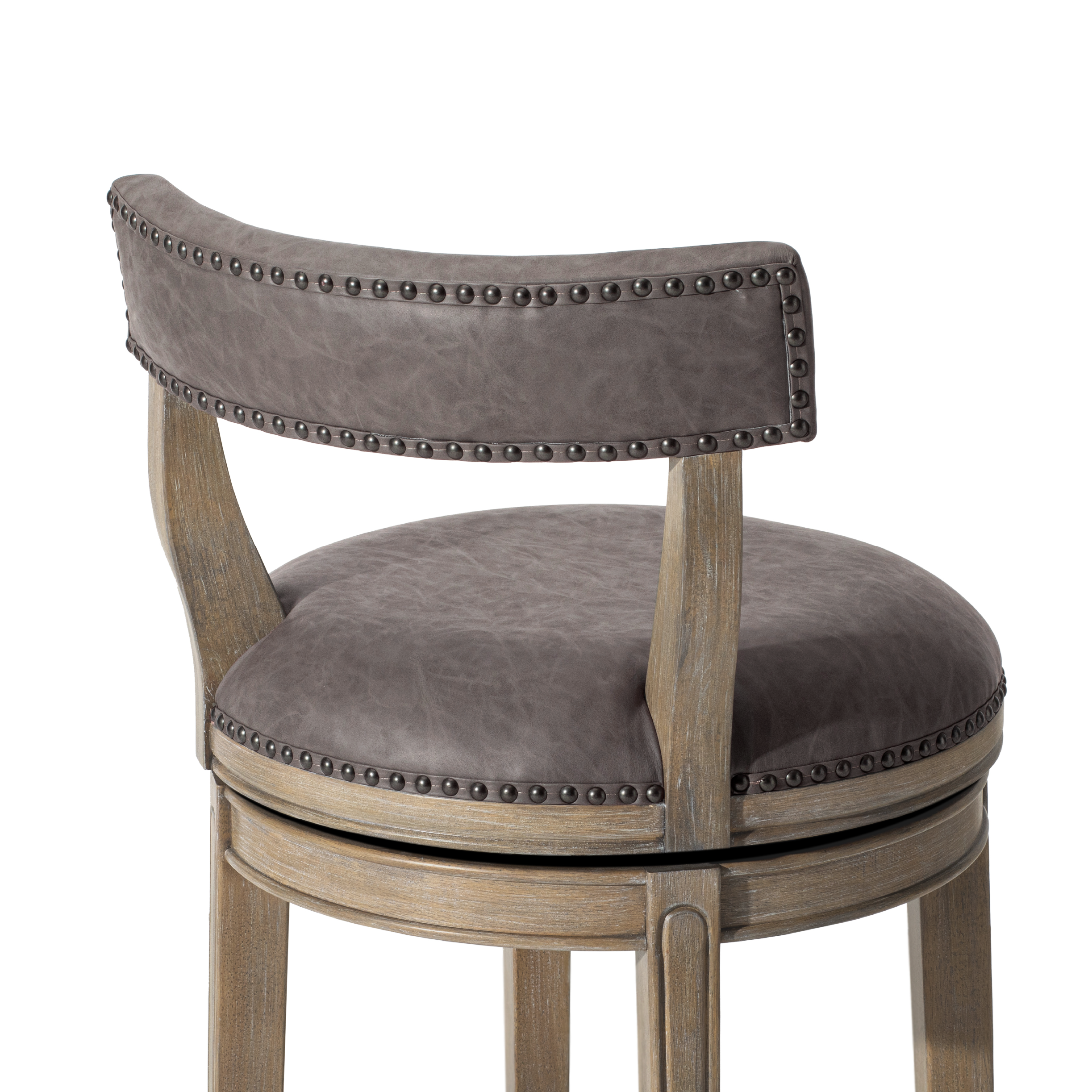 27" Alexander swivel counter height kitchen stool - reclaimed oak finish with ronan stone vegan leather in Stools by Maven Lane