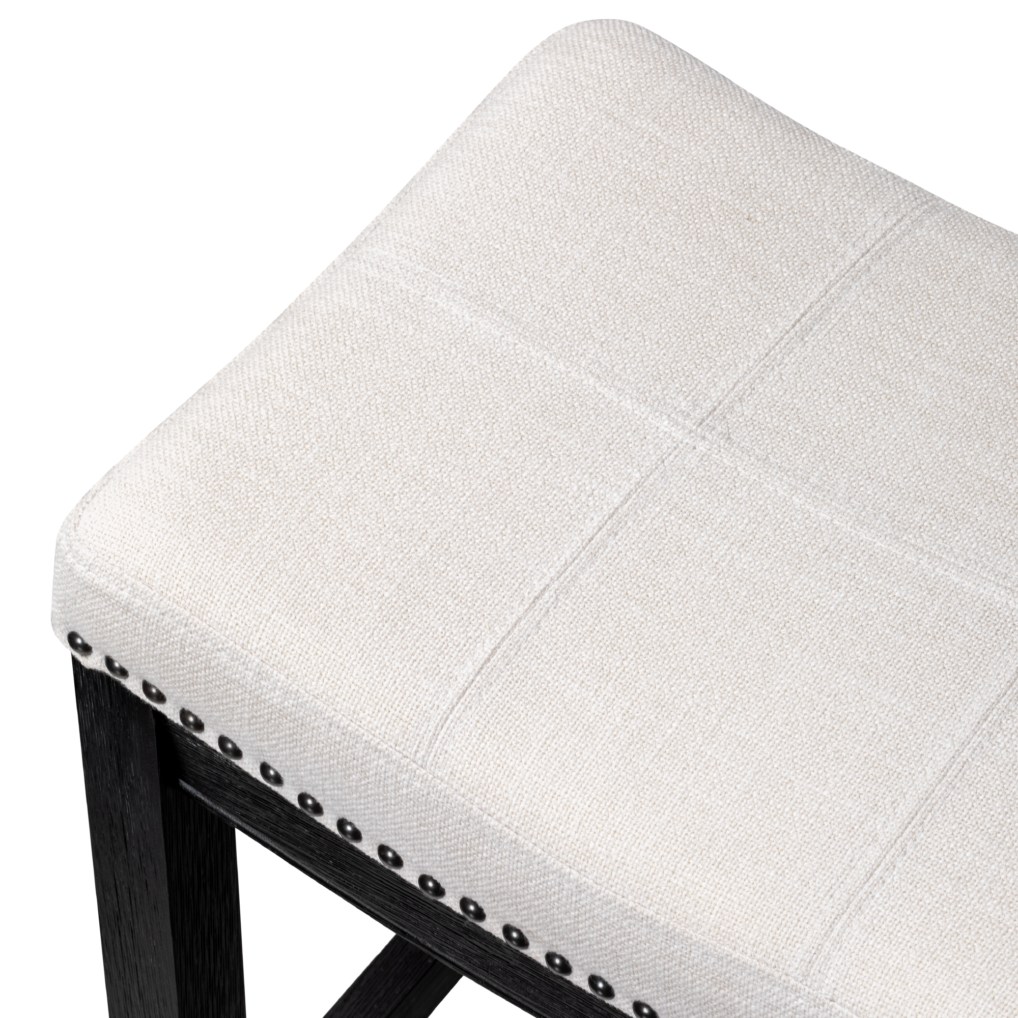 26" Sophia saddle backless counter height kitchen stool - aged black finish with snow white fabric in Stools by Maven Lane