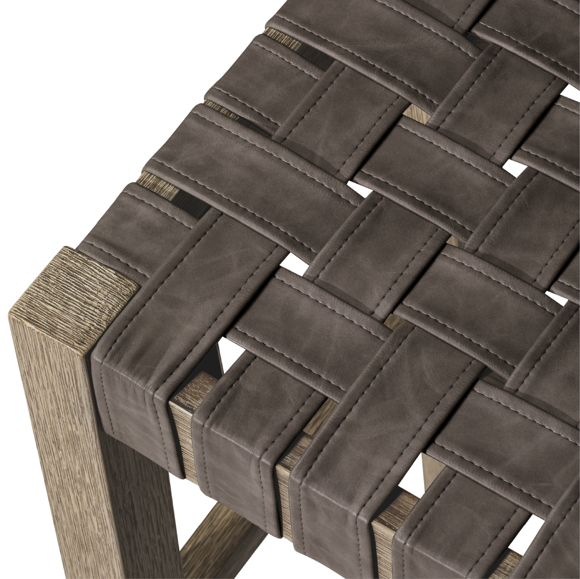 Emerson Bar Stool In Weathered Grey Wood Finish With Ronan Stone Vegan Leather in Stools by Maven Lane