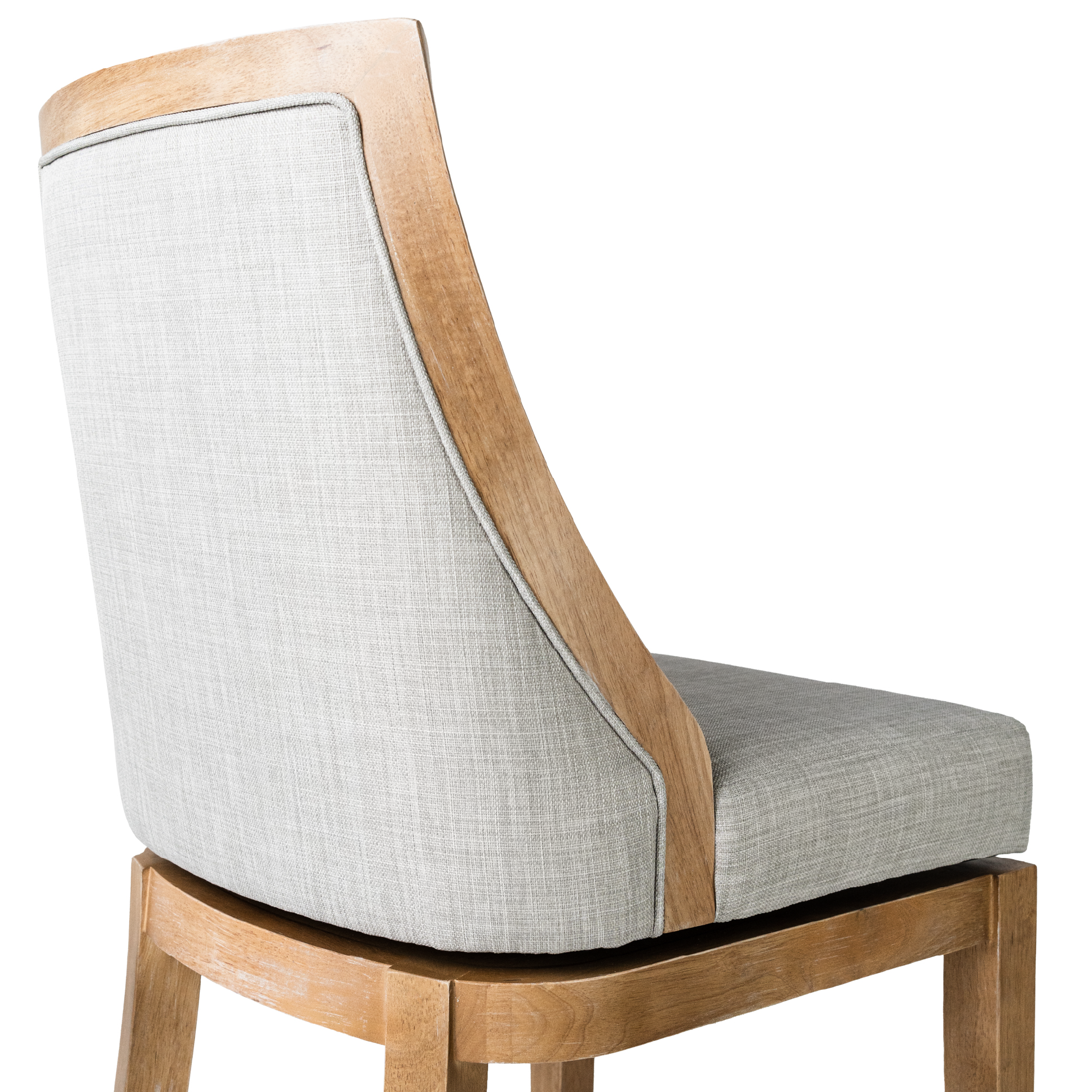 Vienna Swivel Bar Stool in Weathered Oak Finish with Sand Color Fabric Upholstery in Stools by Maven Lane