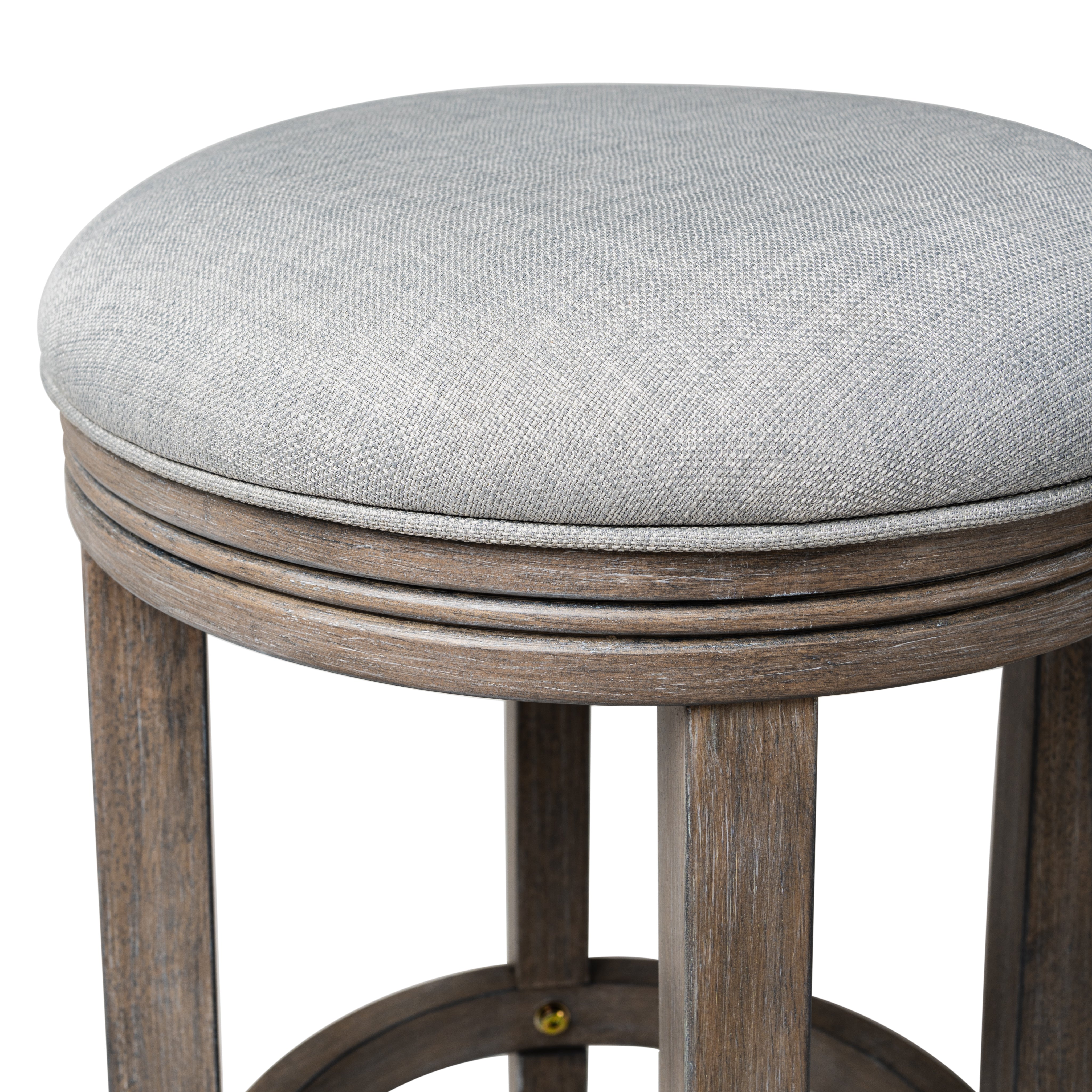 26" Eva Counter Height Kitchen Stool - Reclaimed Oak Finish with Ash Grey Fabric Upholstery in Stools by Maven Lane