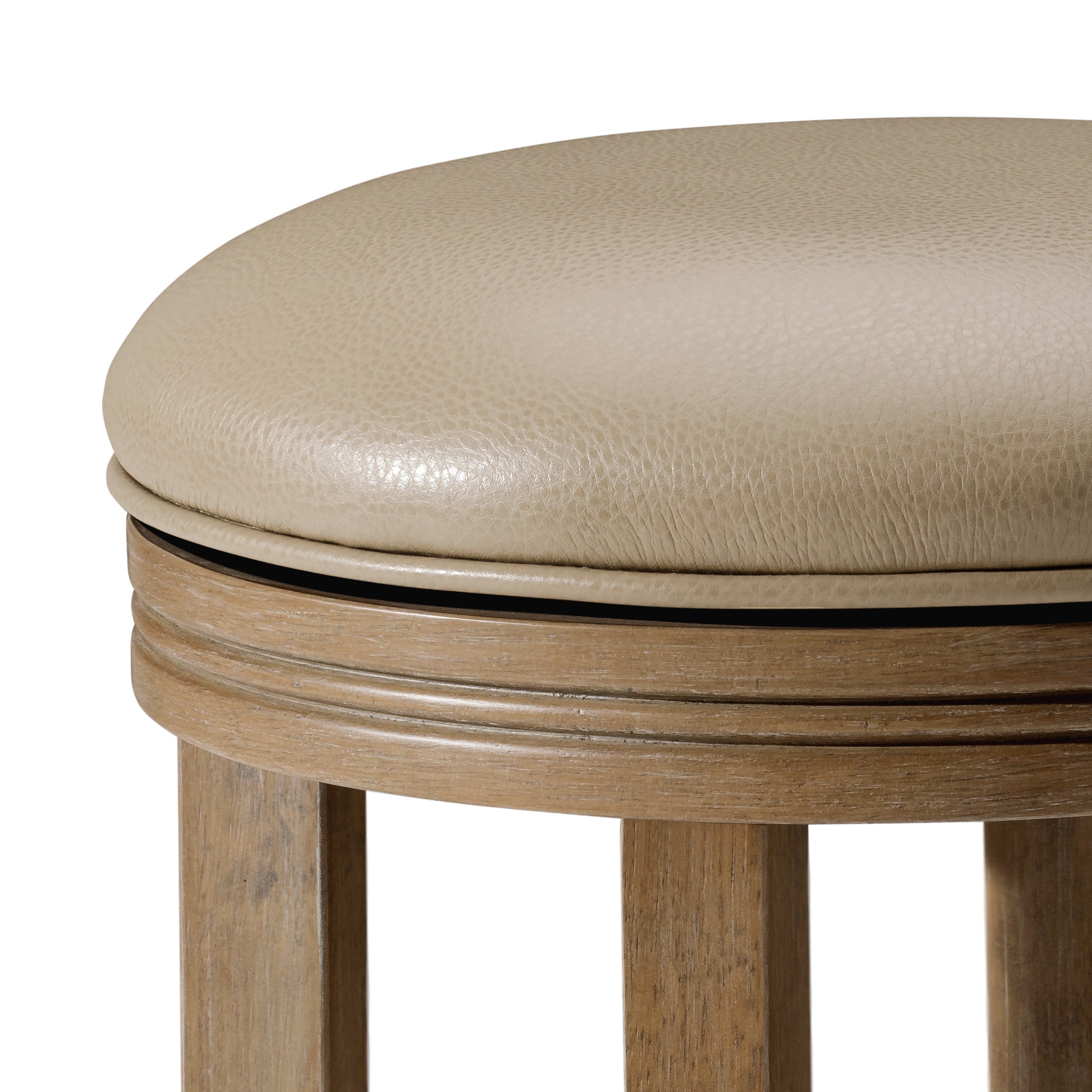 Eva Swivel Counter Height Kitchen Stool - Weathered Oak Finish with Avanti Bone Vegan Leather in Stools by Maven Lane