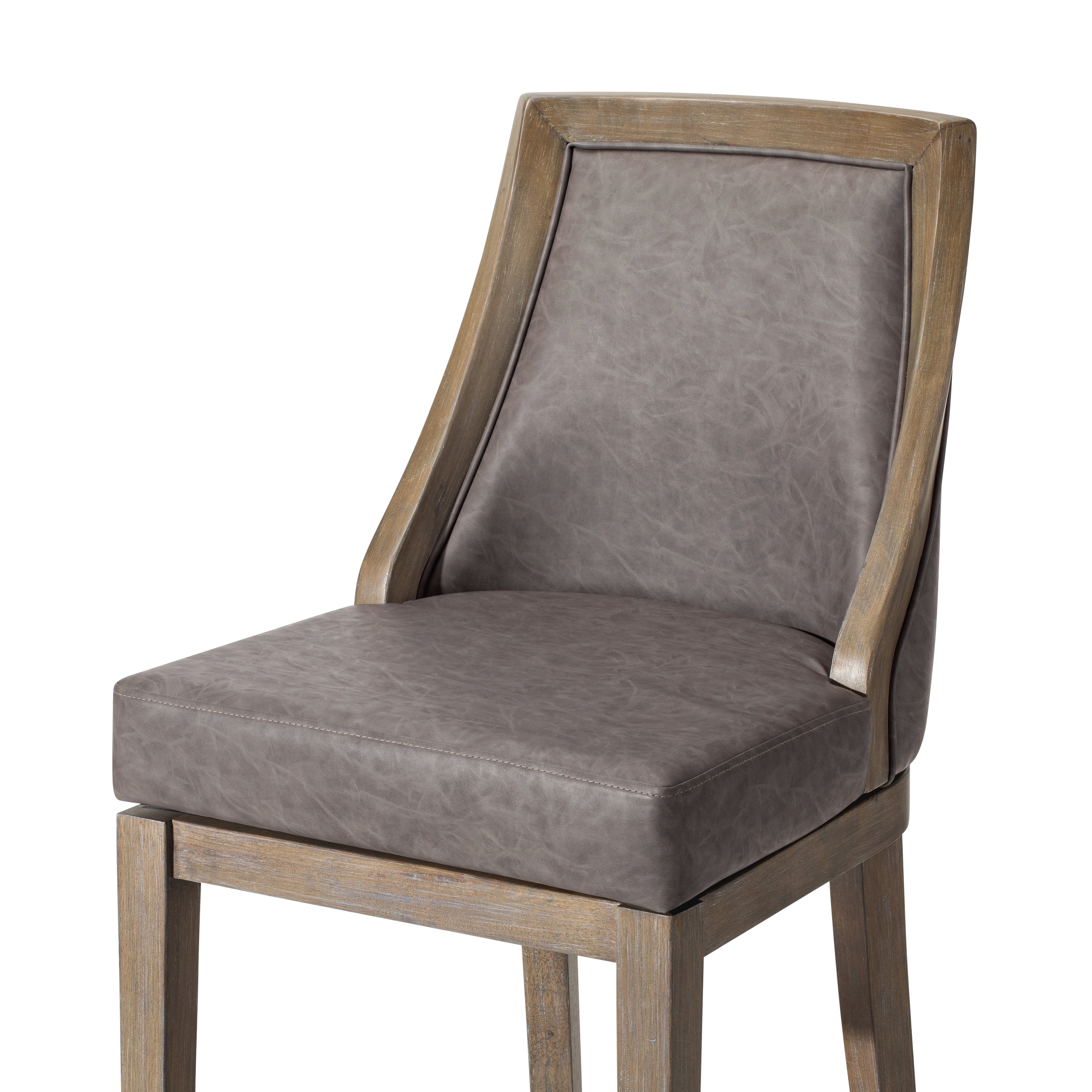 26" Vienna Swivel Counter Stool in Grey Finish with Grey Faux Leather in Stools by Maven Lane