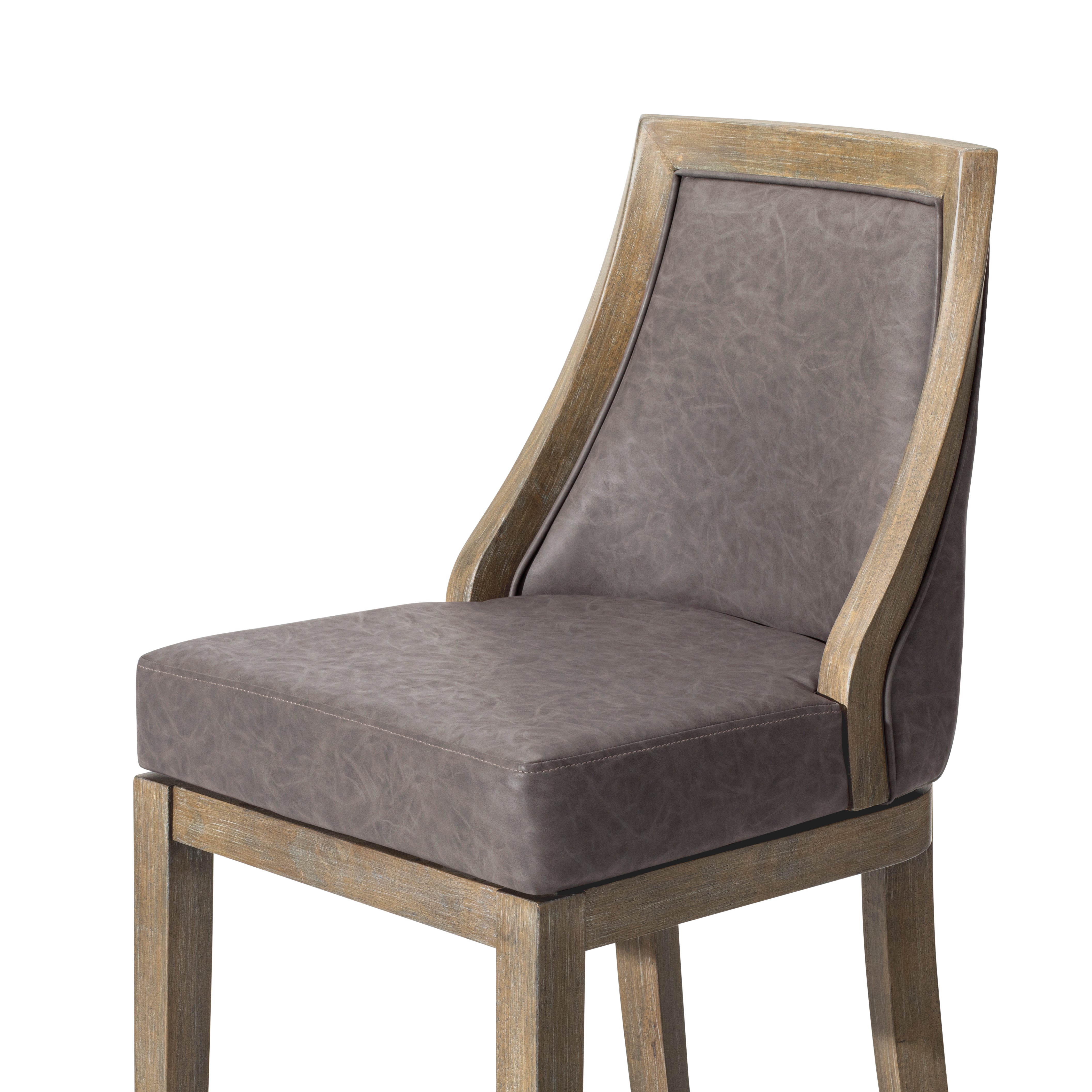 26" Vienna Swivel Bar Stool in Grey Finish with Grey Faux Leather in Stools by Maven Lane