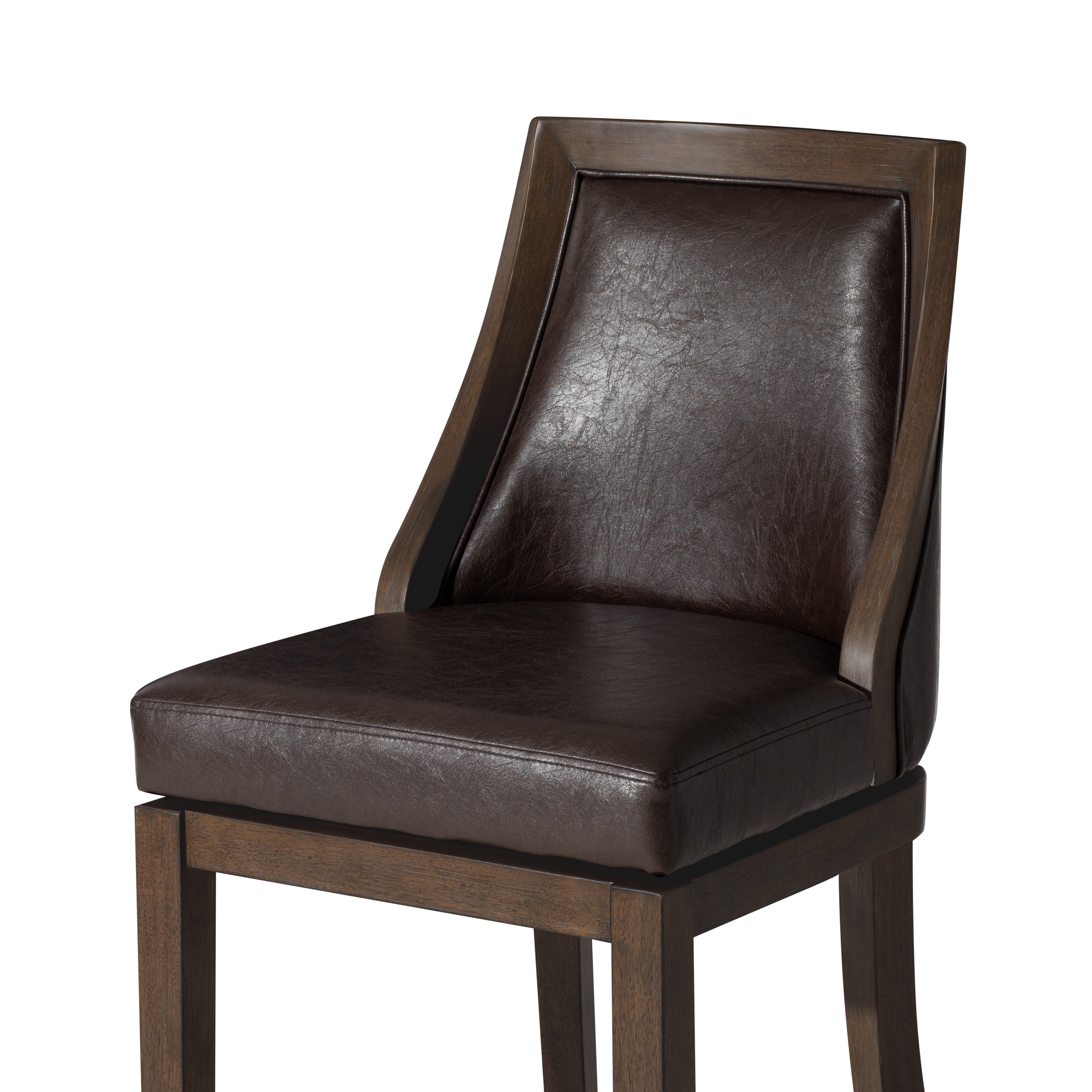 31" Vienna Swivel Bar Stool in Brown Finish with Brown Faux Leather (Set of 4) in Stools by Maven Lane
