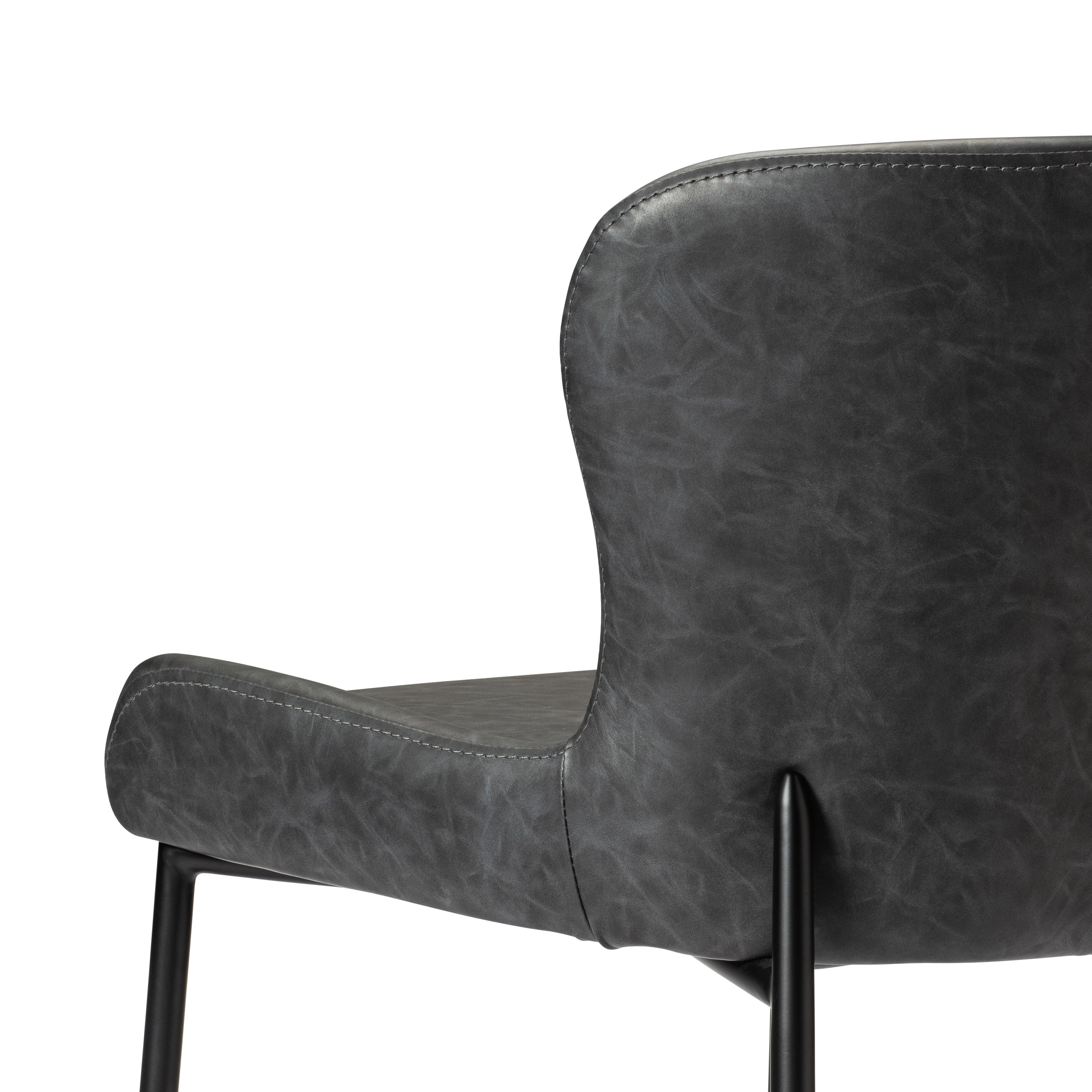 Naomi Bar Stool Matte Black with Charcoal Vegan Leather in Stools by Maven Lane