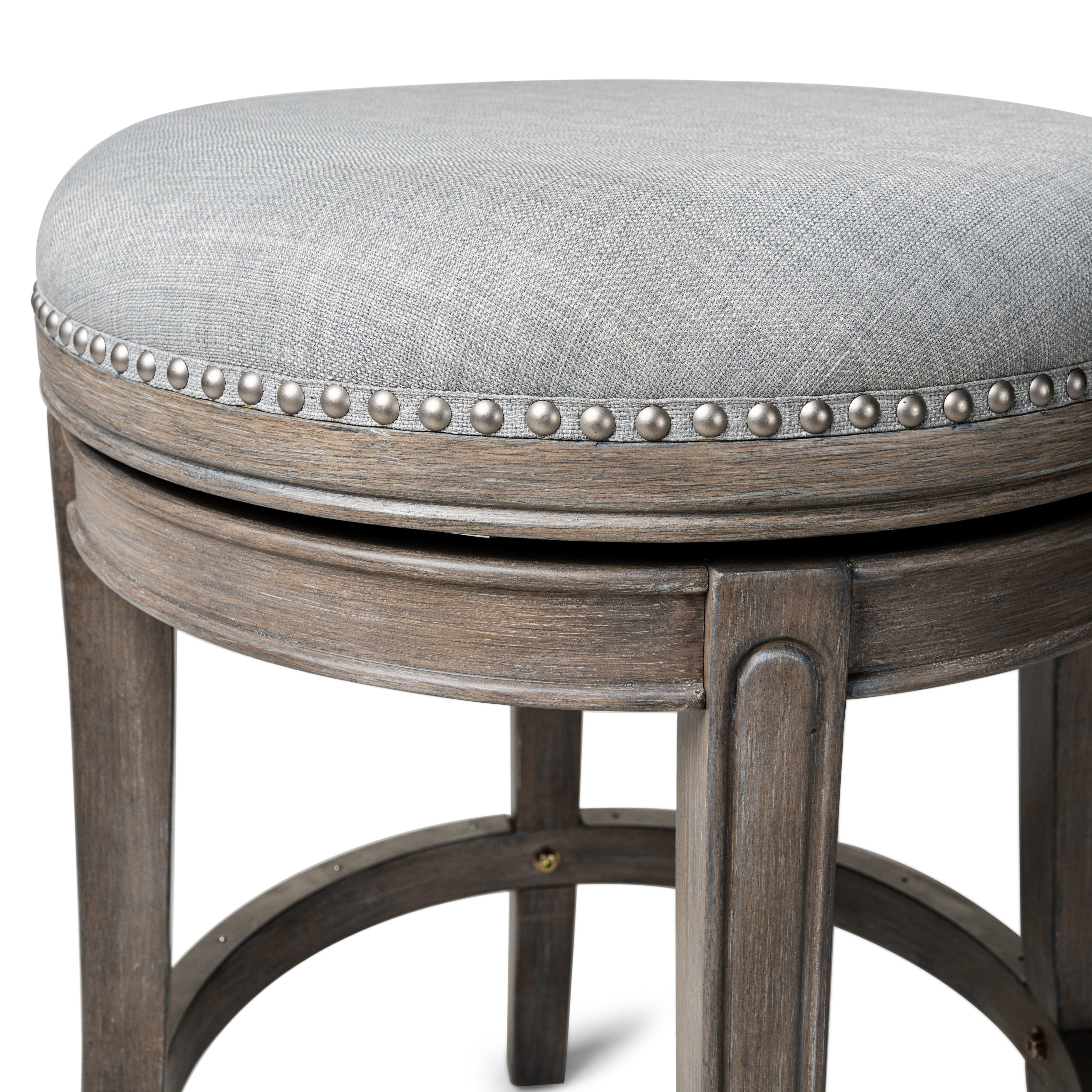 26" Alexander Backless Counter Stool in Grey Finish with Grey Fabric Upholstery in Stools by Maven Lane