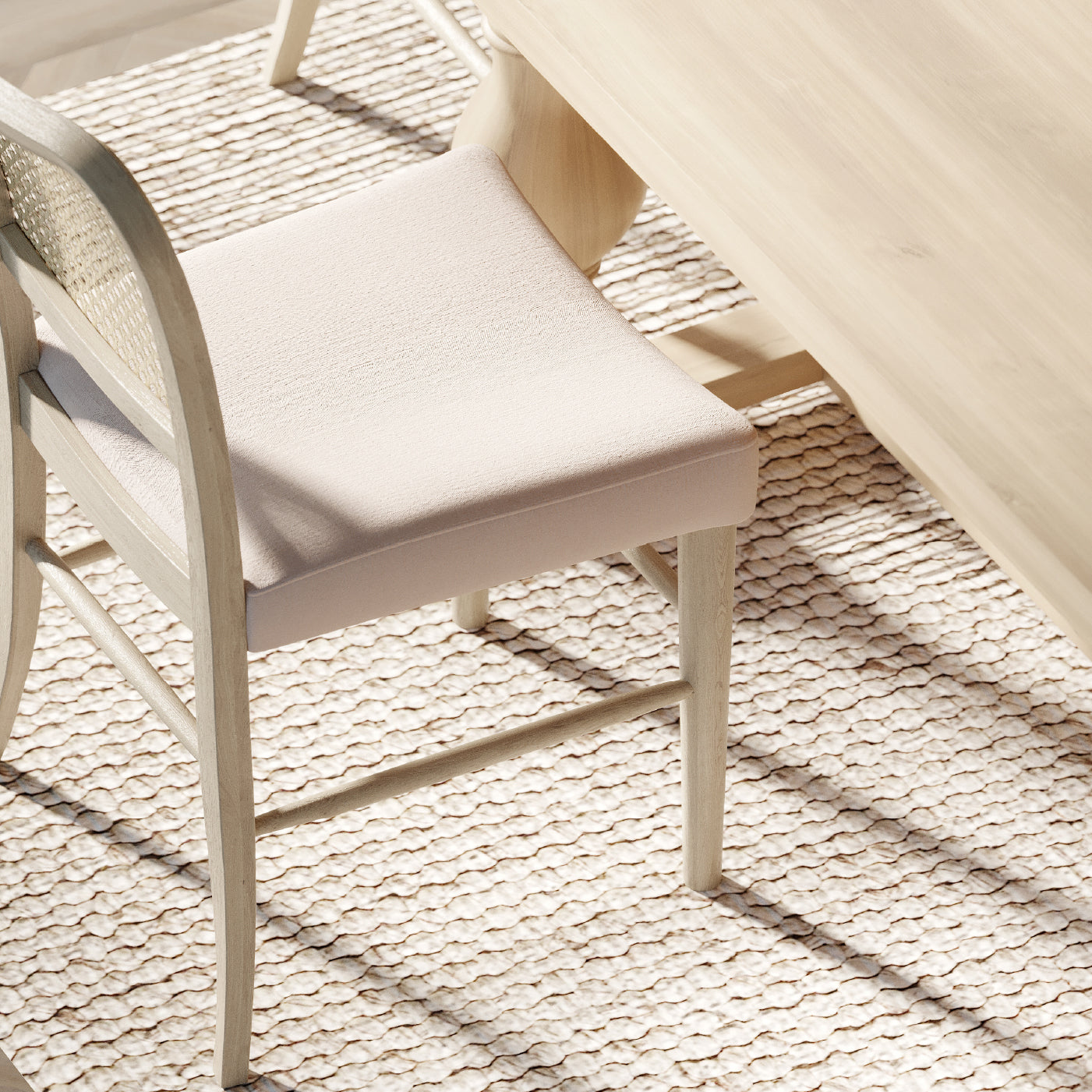 Vera Dining Chair in Aged White with Cream Weave Fabric, Set of 2 in Dining Chair by Maven Lane