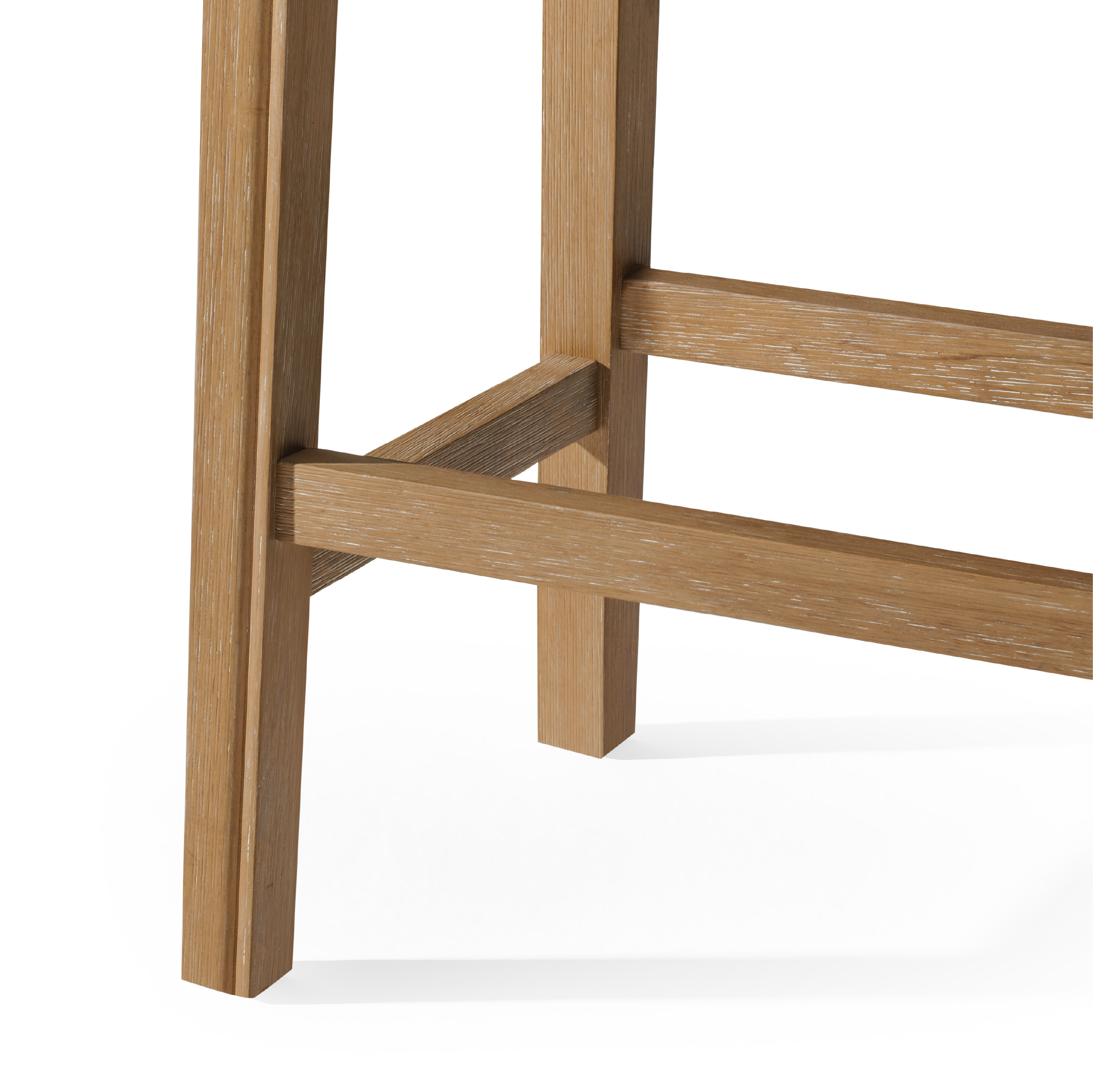 26" Adrien saddle counter height kitchen stool - weathered oak finish with avanti bone vegan leather in Stools by Maven Lane