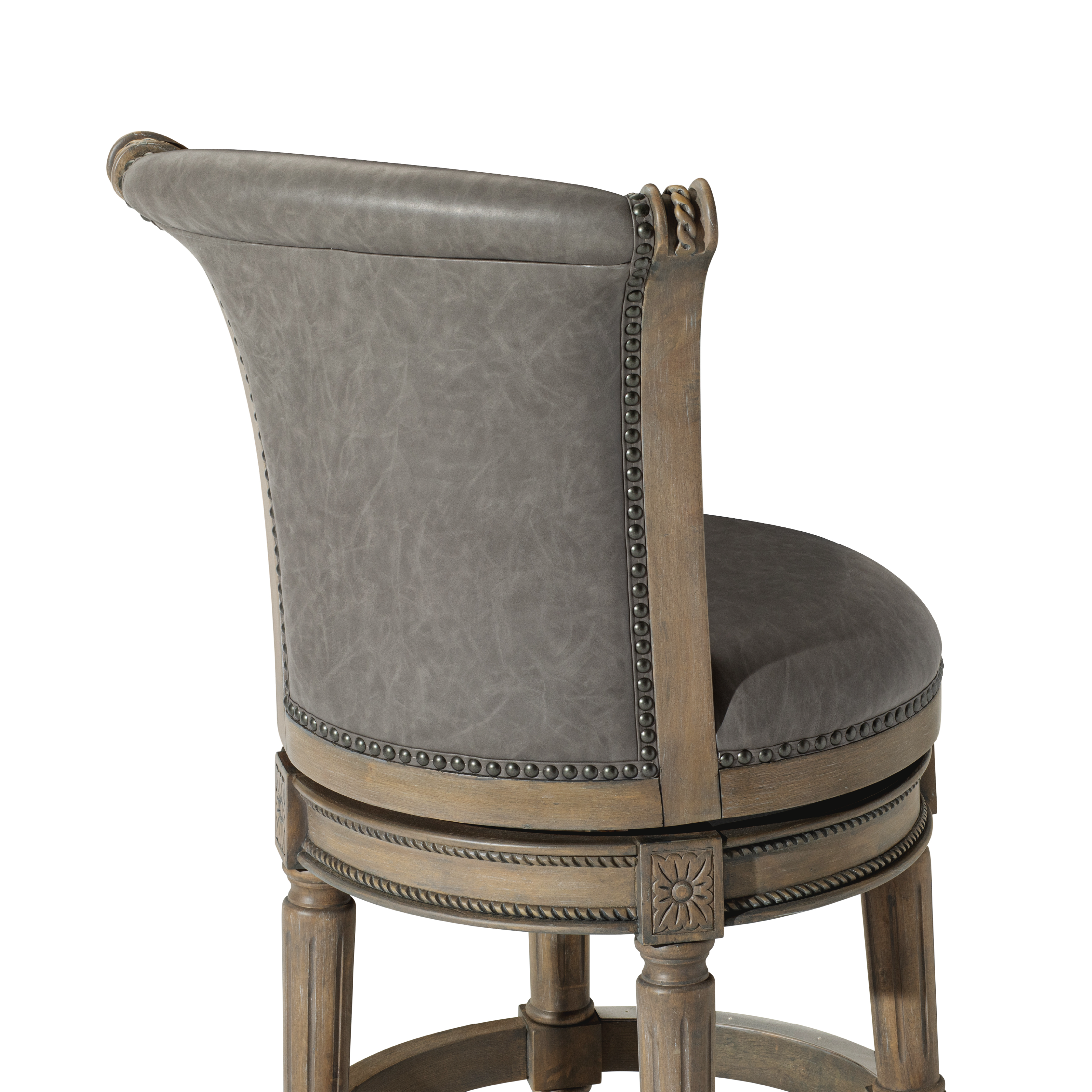 Pullman Swivel Counter Height Kitchen Stool - Reclaimed Oak Finish with Ronan Stone Vegan Leather in Stools by Maven Lane