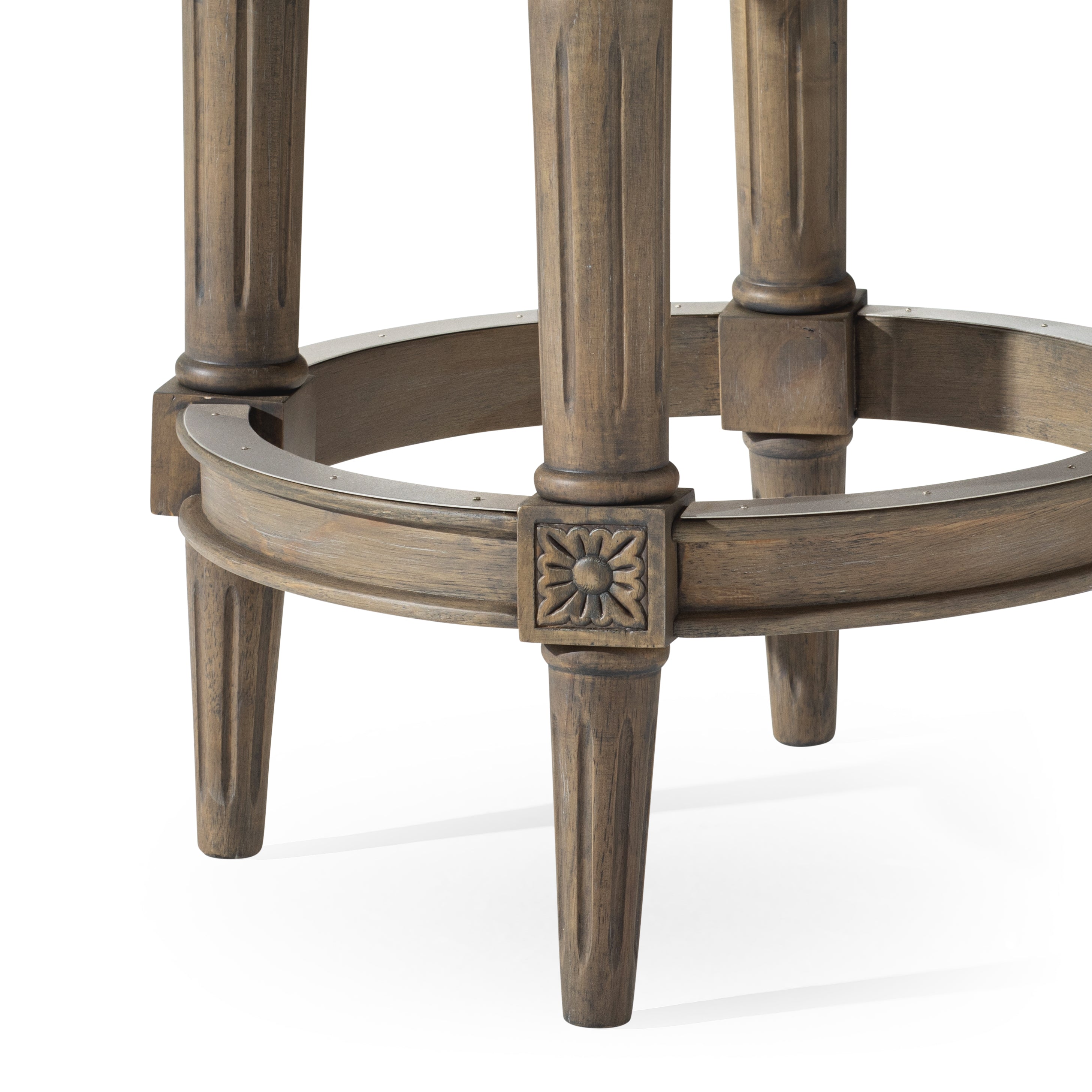 27" Pullman backless swivel counter height kitchen stool - reclaimed oak finish with ronan stone vegan leather in Stools by Maven Lane