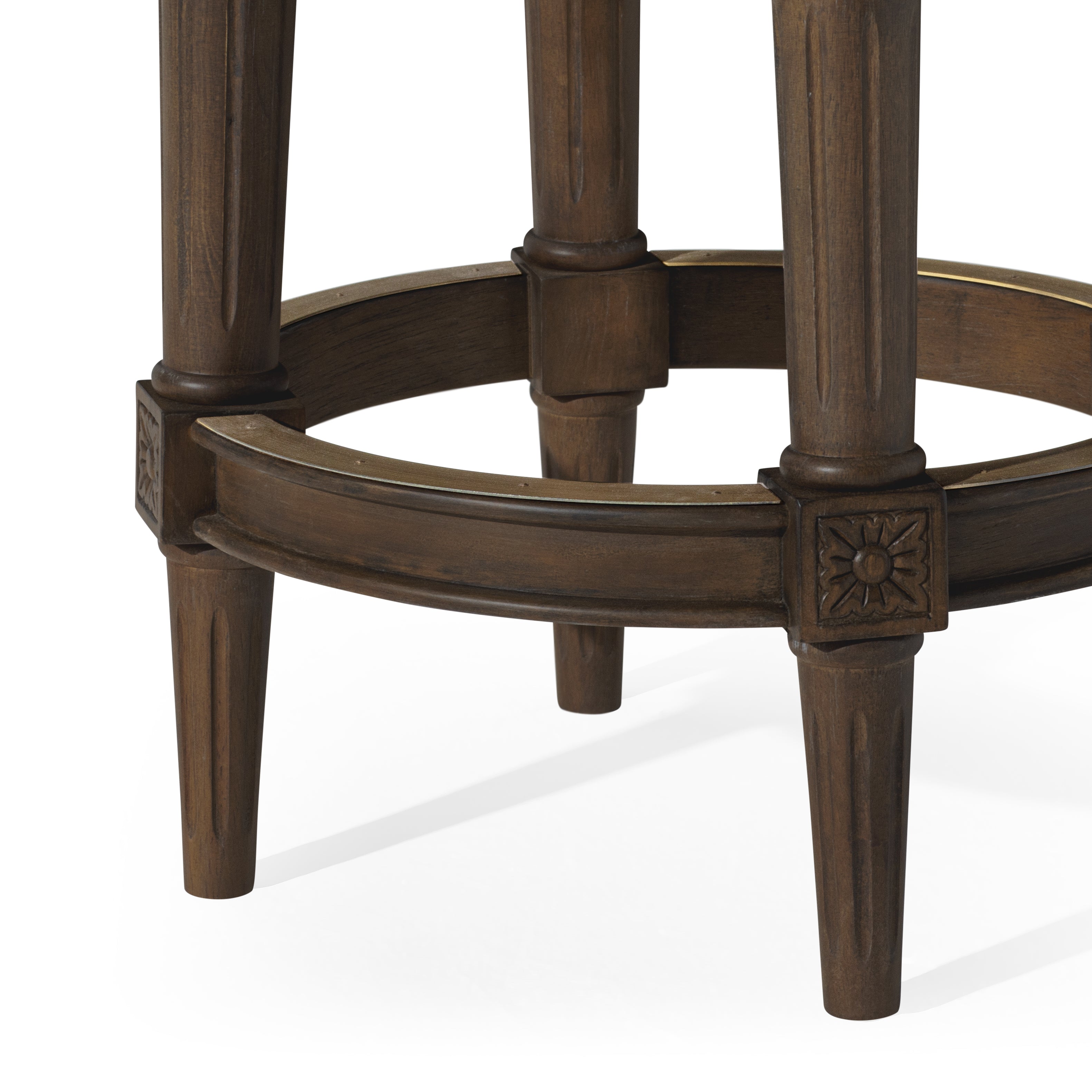 27" Pullman backless swivel counter height kitchen stool - walnut finish with marksman saddle vegan leather in Stools by Maven Lane