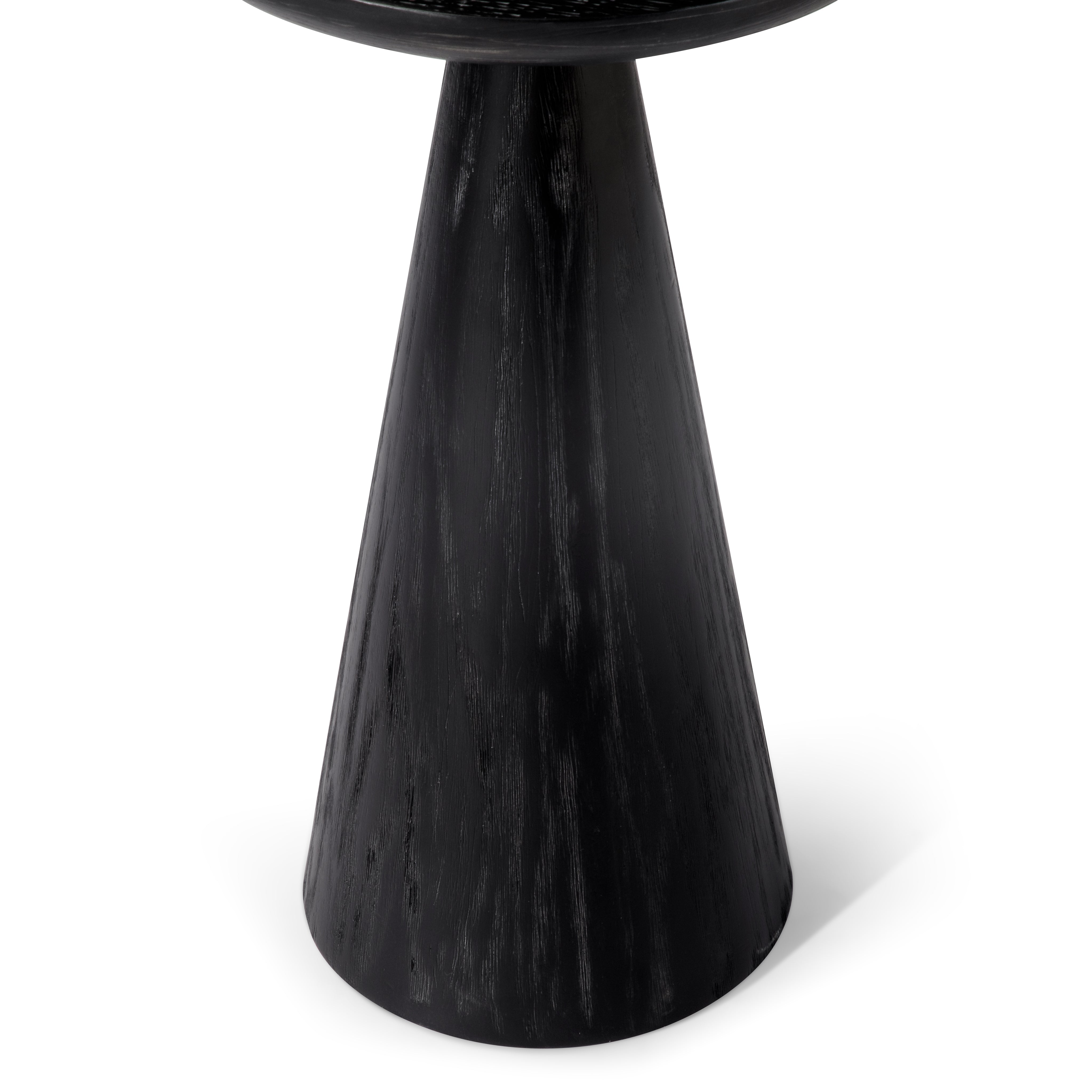 Owen rustic wooden drink table in aged black in Accent Tables by Maven Lane