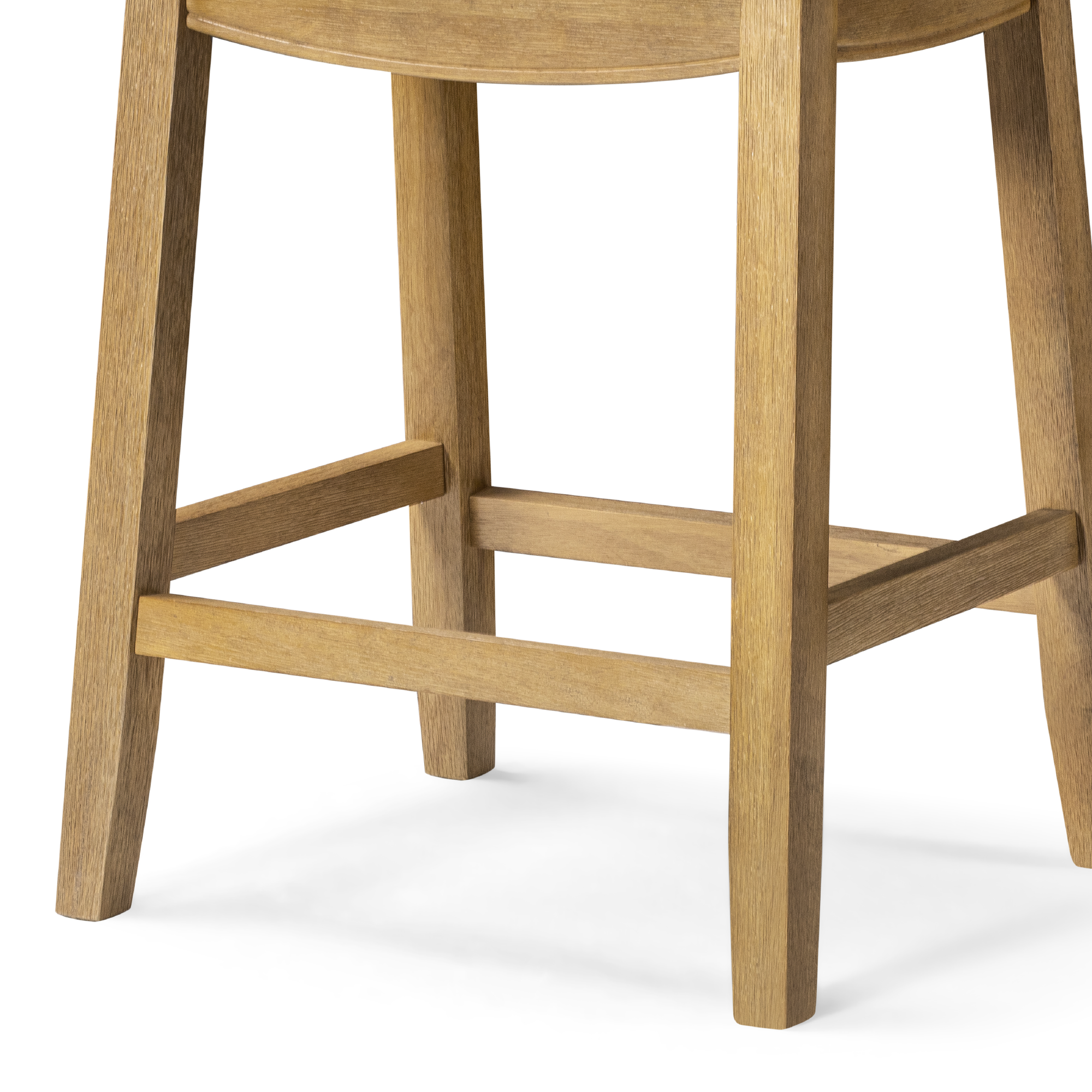 Sophia Saddle Backless Counter Height Kitchen Stool - Aged Natural Finish with Light Beige Fabric in Stools by Maven Lane