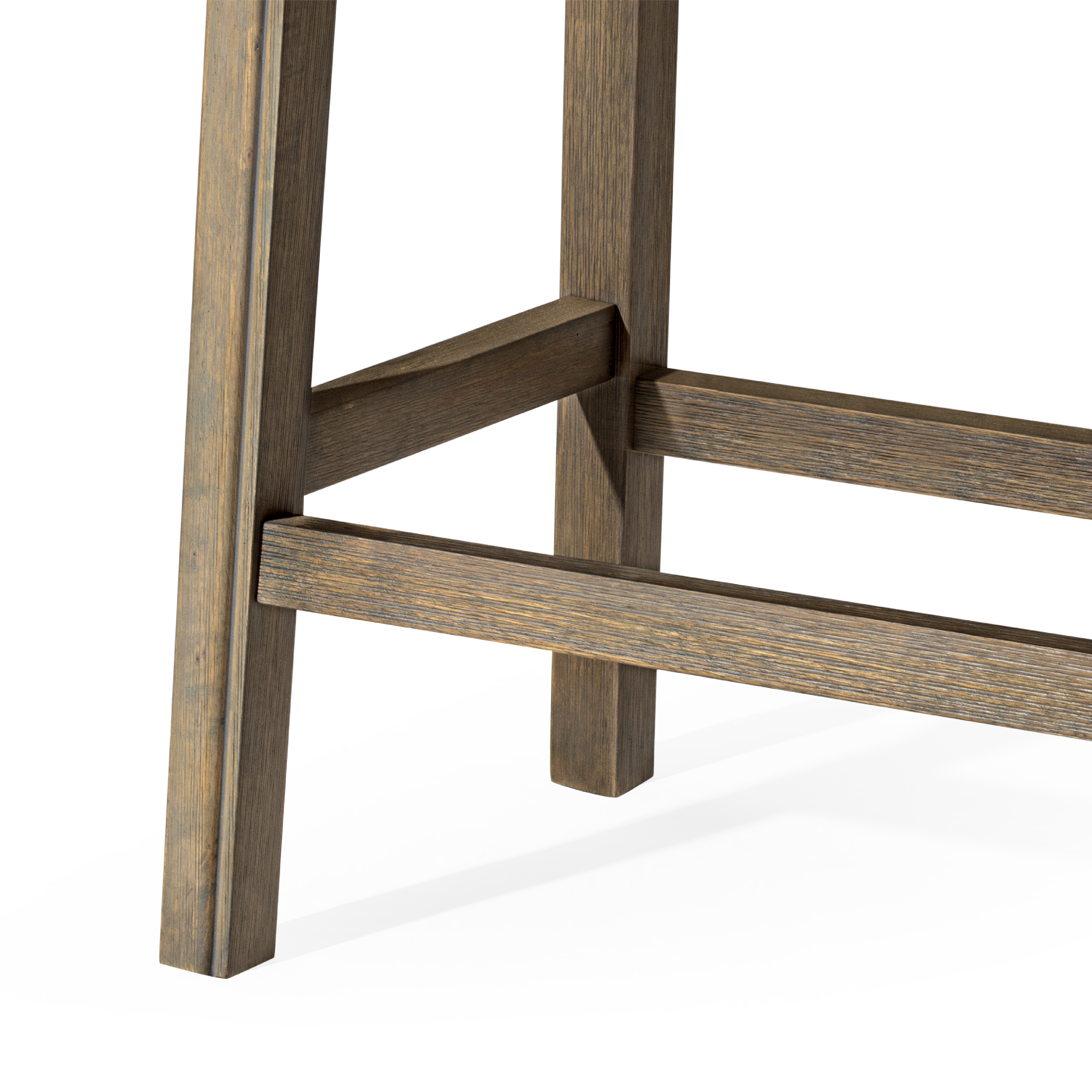 Adrien Saddle Counter Height Kitchen Stool - Reclaimed Oak Finish With Ronan Stone Vegan Leather in Stools by Maven Lane