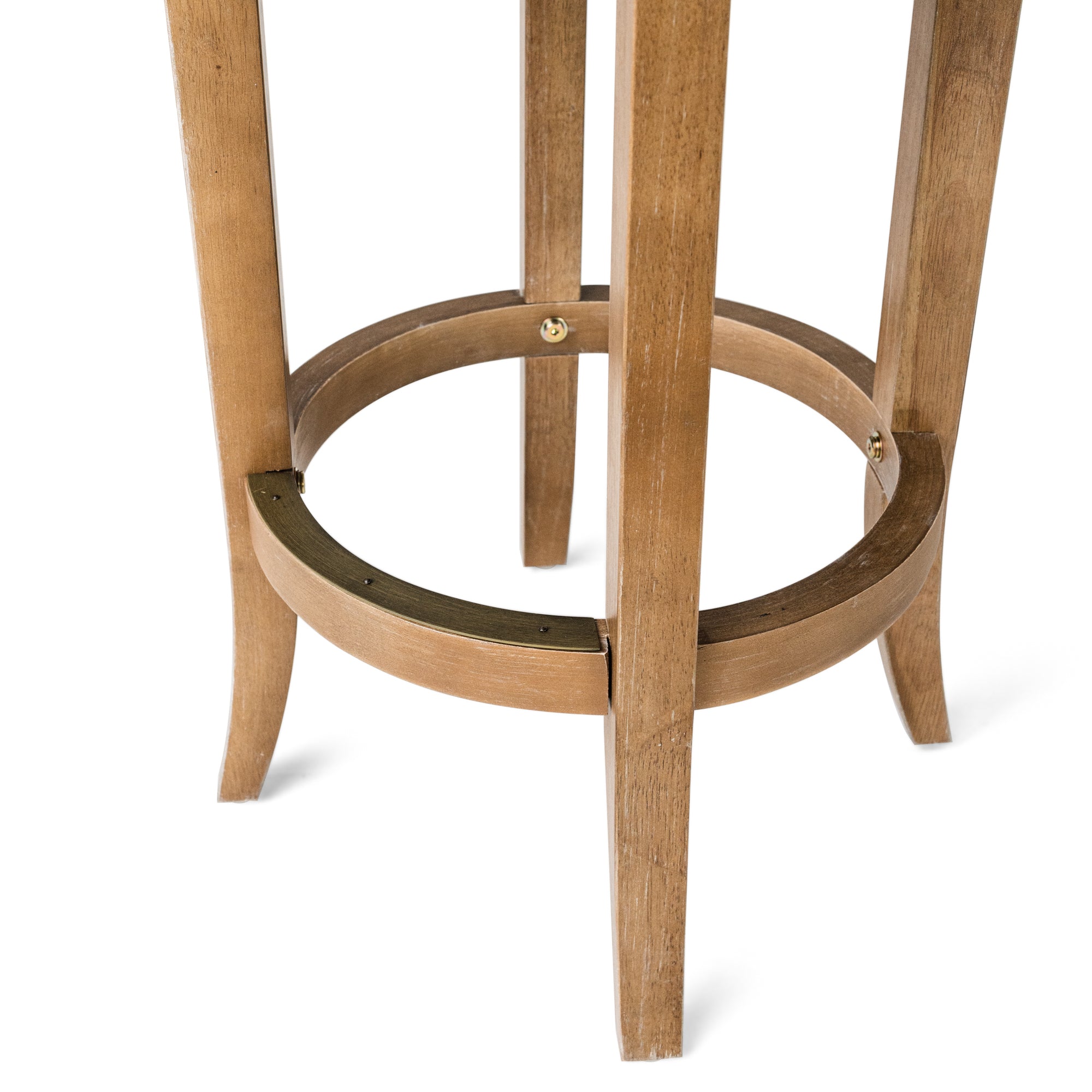 Eva Swivel Counter Height Kitchen Stool - Weathered Oak Finish with Sand Color Fabric Upholstery in Stools by Maven Lane
