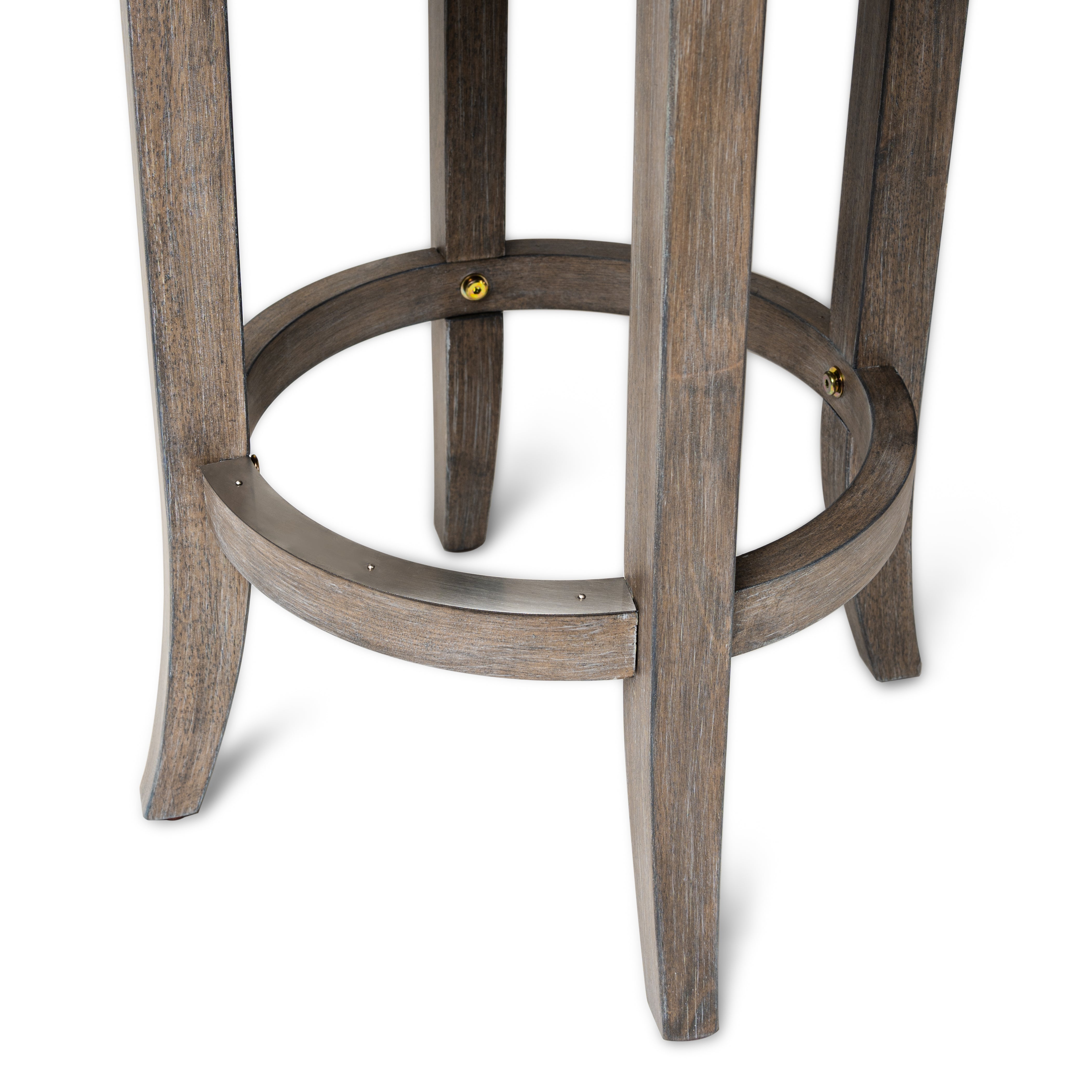 26" Eva Counter Height Kitchen Stool - Reclaimed Oak Finish with Ash Grey Fabric Upholstery in Stools by Maven Lane
