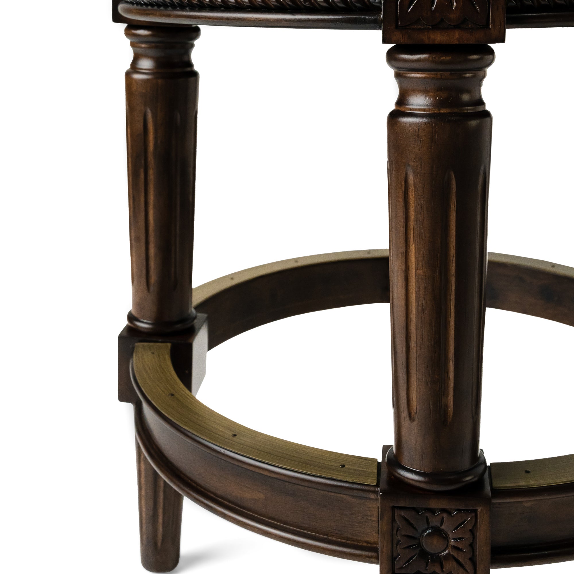 31" Pullman Backless Bar Stool in Dark Walnut Finish with Vintage Brown Vegan Leather in Stools by Maven Lane