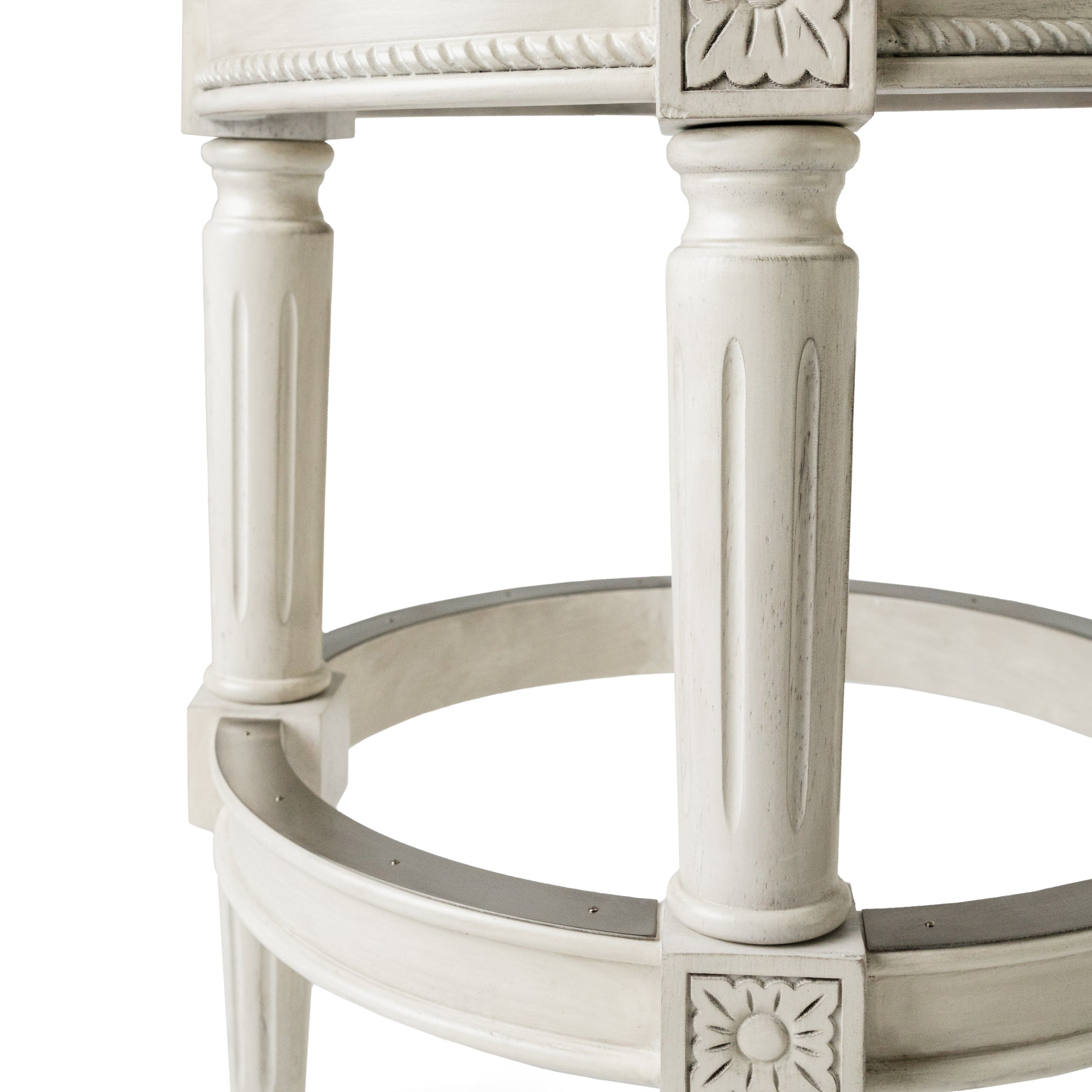 Pullman Backless Swivel Counter Height Kitchen Stool - White Oak Finish w/ Natural Fabric Upholstery in Stools by Maven Lane