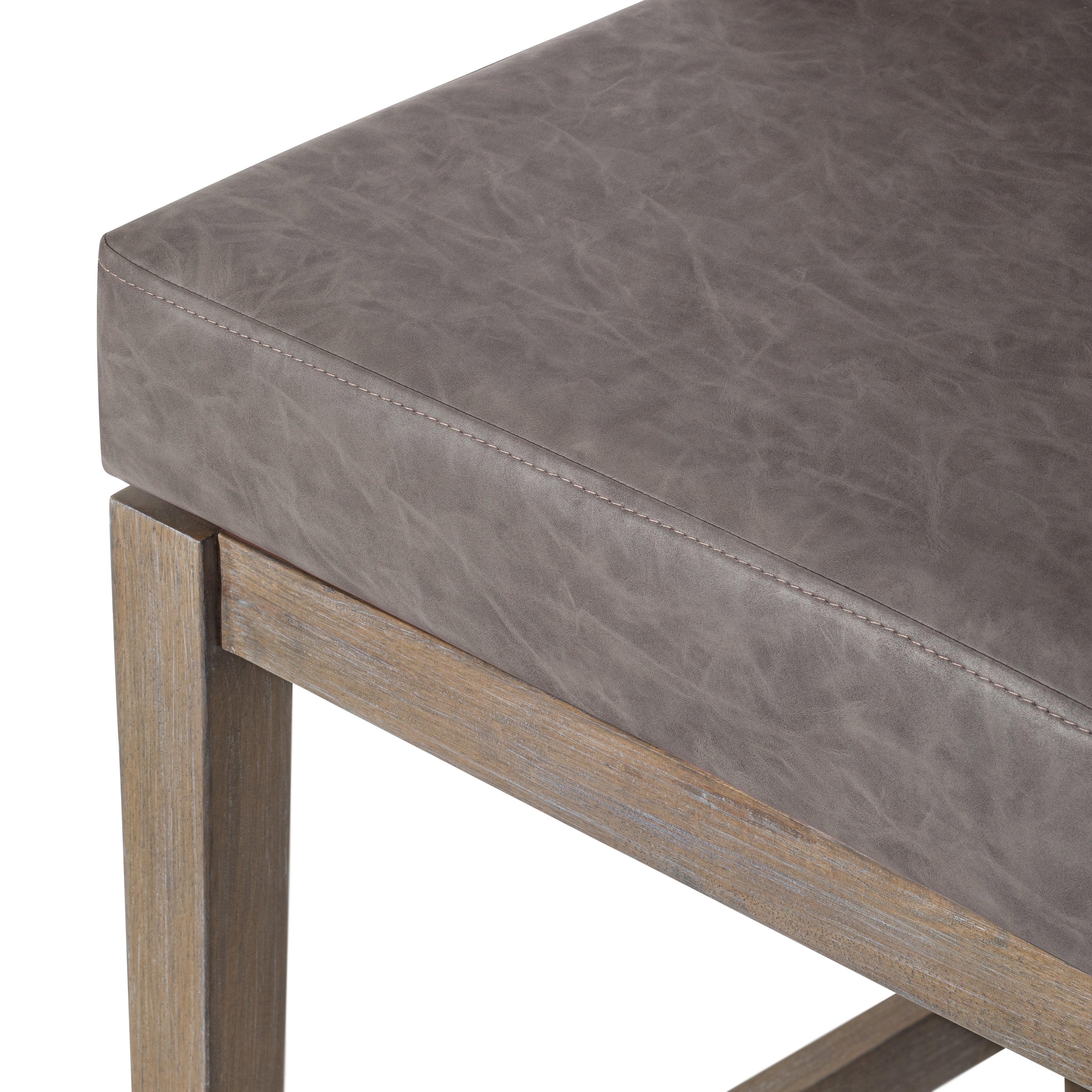 26" Vienna Swivel Counter Stool in Grey Finish with Grey Faux Leather in Stools by Maven Lane