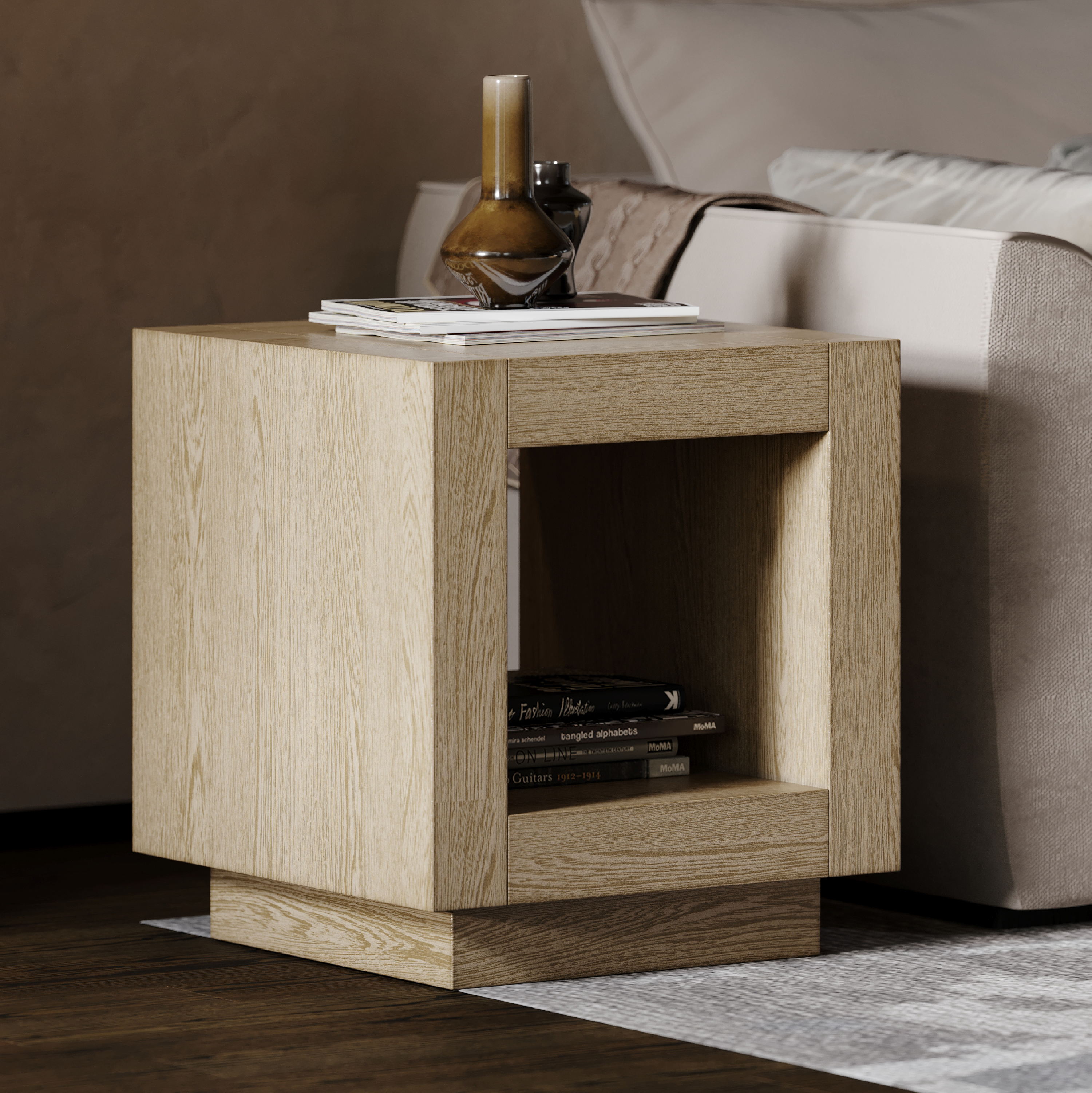 Artemis Contemporary Wooden Side Table in Refined Grey Finish in Accent Tables by Maven Lane