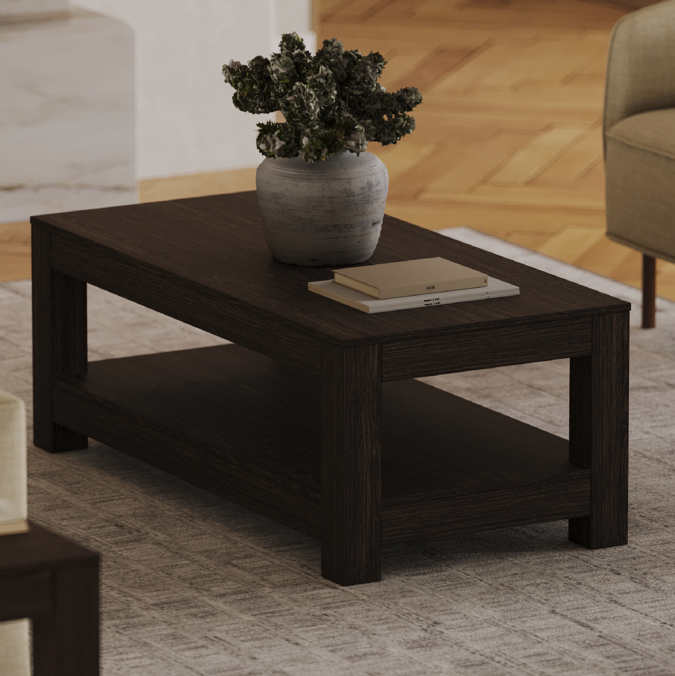 Paulo Wooden Coffee Table in Weathered Brown Finish in Accent Tables by Maven Lane