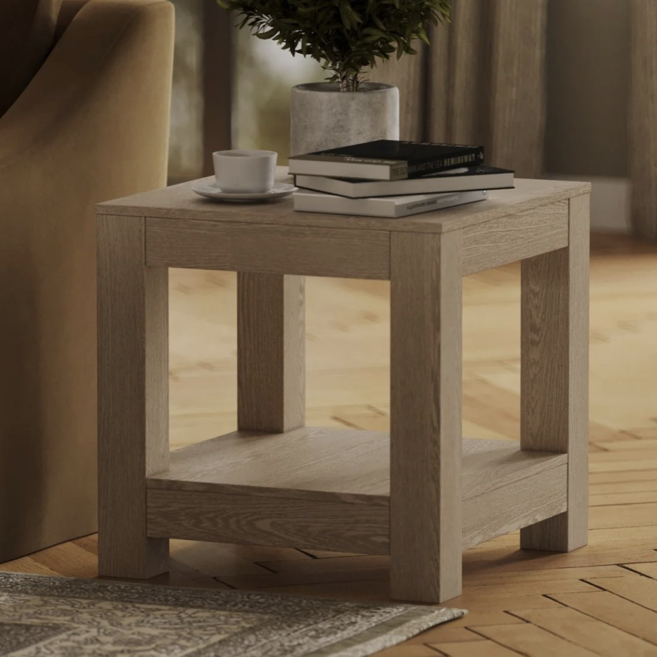 Paulo Wooden Side Table in Weathered Grey Finish in Accent Tables by Maven Lane