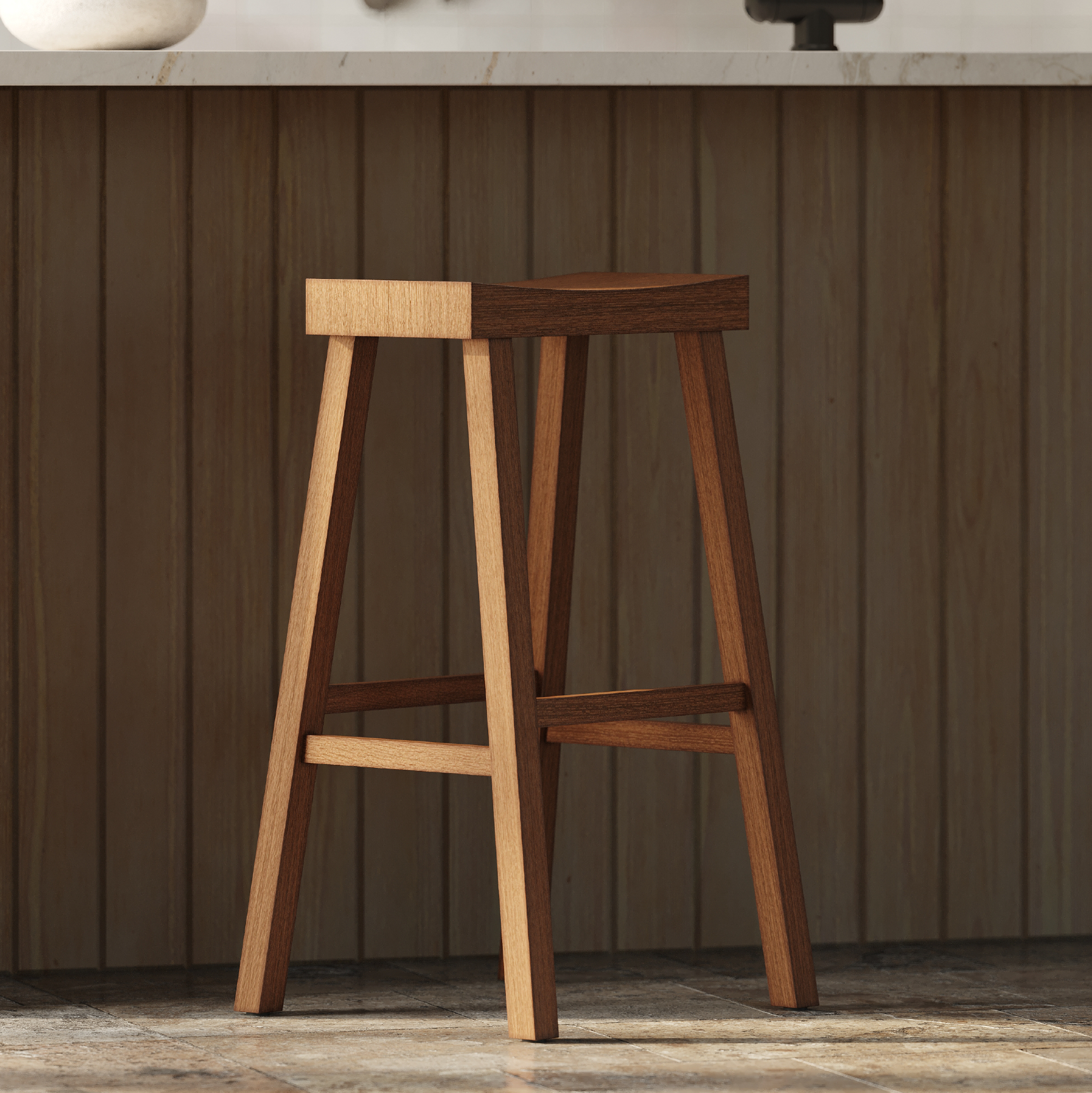 Vincent Bar Stool in Antiqued Natural Finish in Stools by Maven Lane