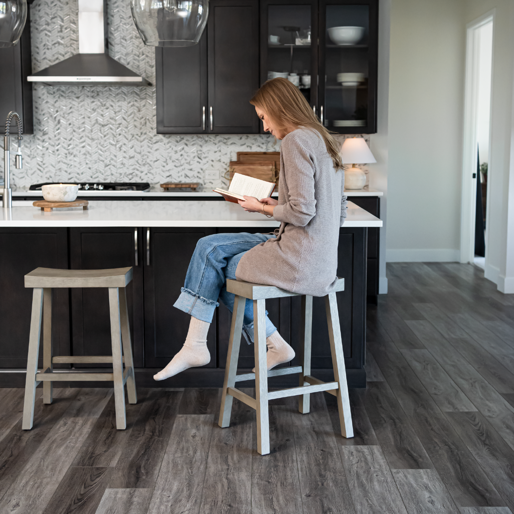 27" Vincent counter height kitchen stool - antiqued grey finish in Stools by Maven Lane