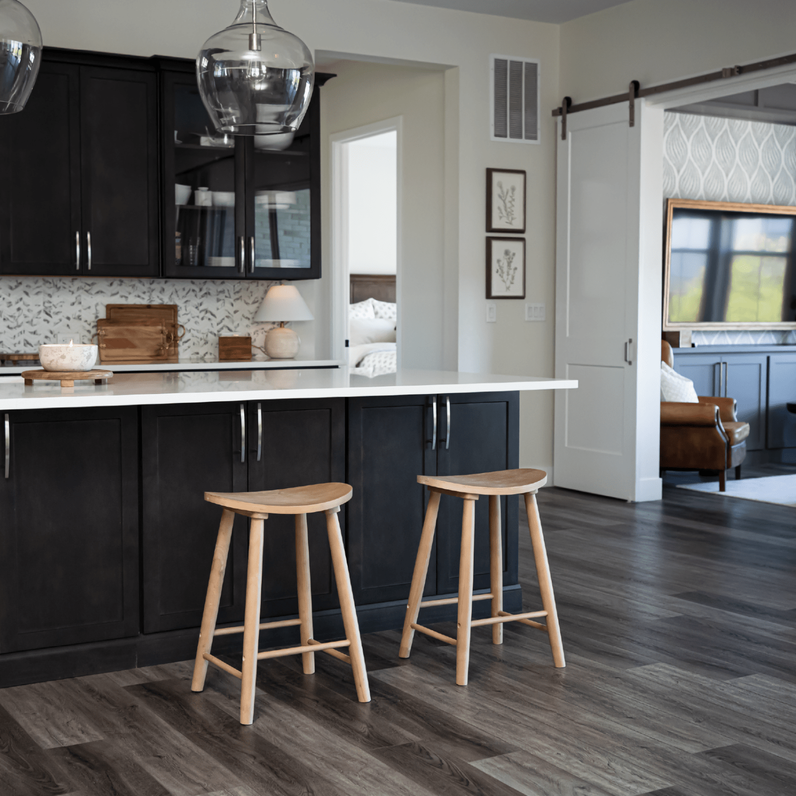 25" Luna Counter Stool in Oak Wood Finish in Stools by Maven Lane