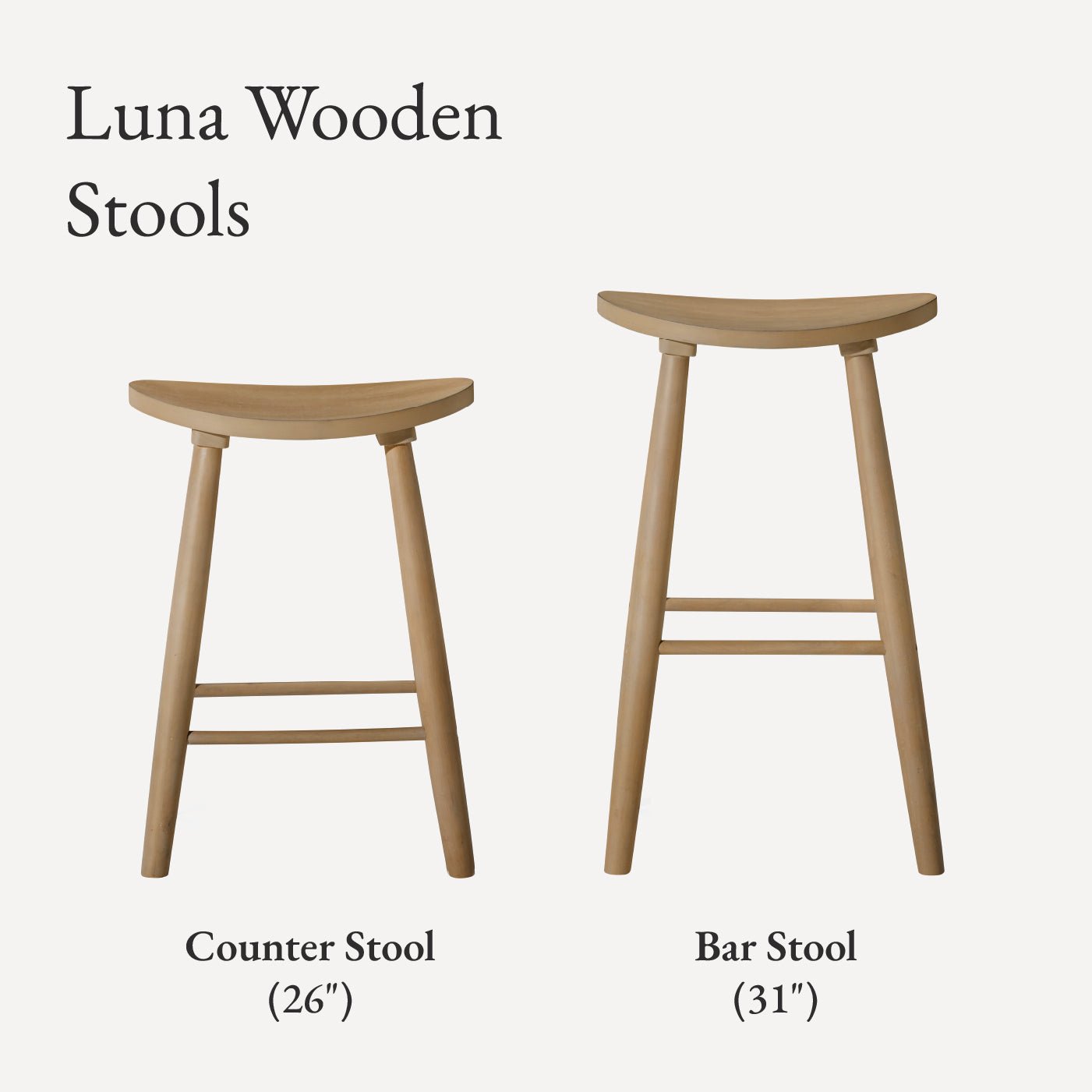 25" Luna Counter Stool in Oak Wood Finish in Stools by Maven Lane