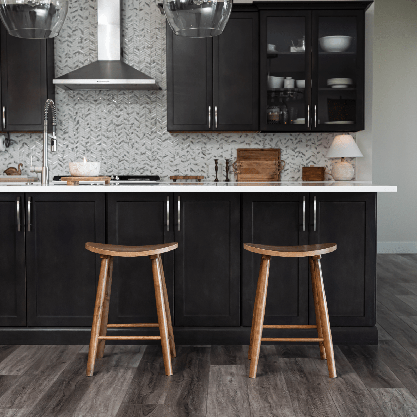 25" Luna Counter Stool in Rustic Natural Wood Finish in Stools by Maven Lane