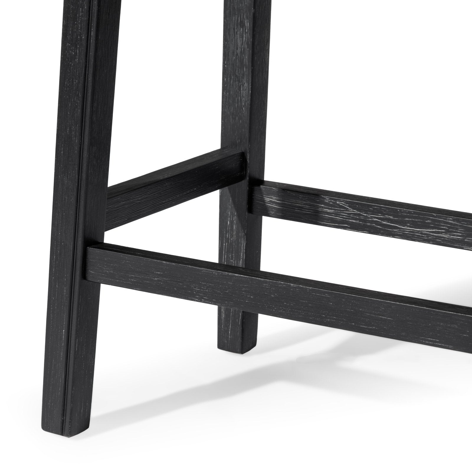 26" Adrien Saddle Counter Stool in Aged Black Finish with Snow White Fabric Upholstery in Stools by Maven Lane