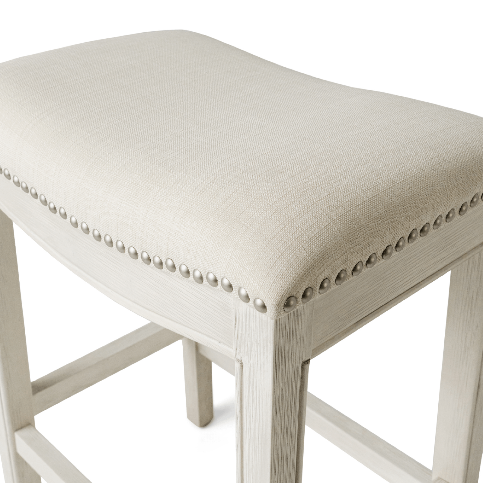 26" Adrien Saddle Counter Stool in White Oak Finish with Natural Fabric Upholstery in Stools by Maven Lane
