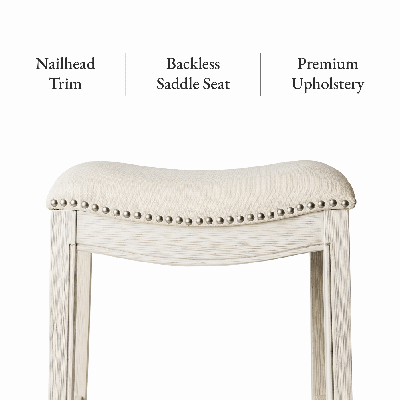 26" Adrien Saddle Counter Stool in Cream Finish with Natural Fabric (Set of 2) in Stools by Maven Lane