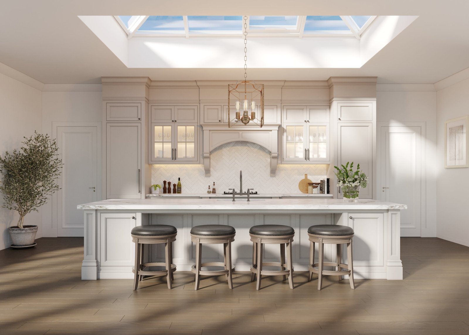 26" Alexander Backless Counter Stool in Grey Finish with Grey Faux Leather Upholstery in Stools by Maven Lane