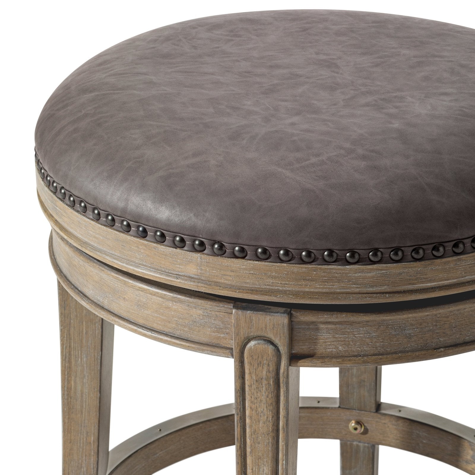 26" Alexander Backless Counter Stool in Grey Finish with Grey Faux Leather Upholstery in Stools by Maven Lane