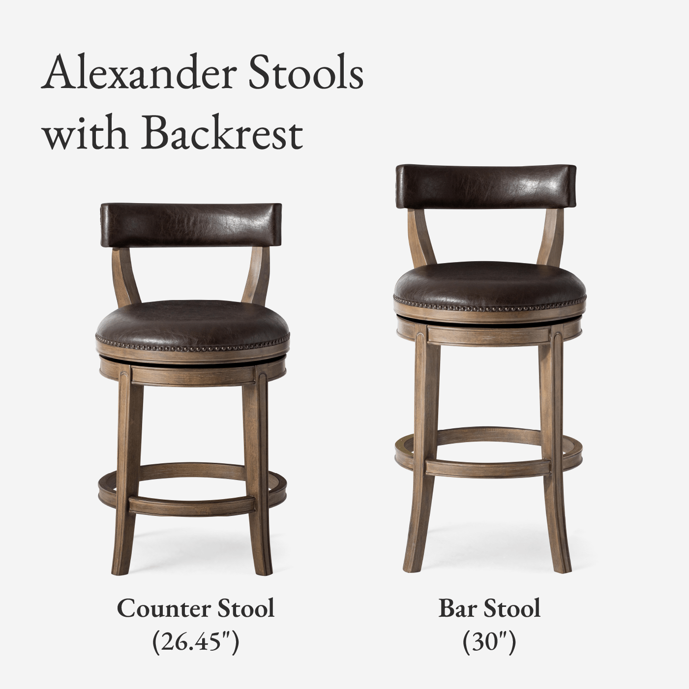 26" Alexander Counter Stool in Brown Finish with Brown Faux Leather Upholstery in Stools by Maven Lane