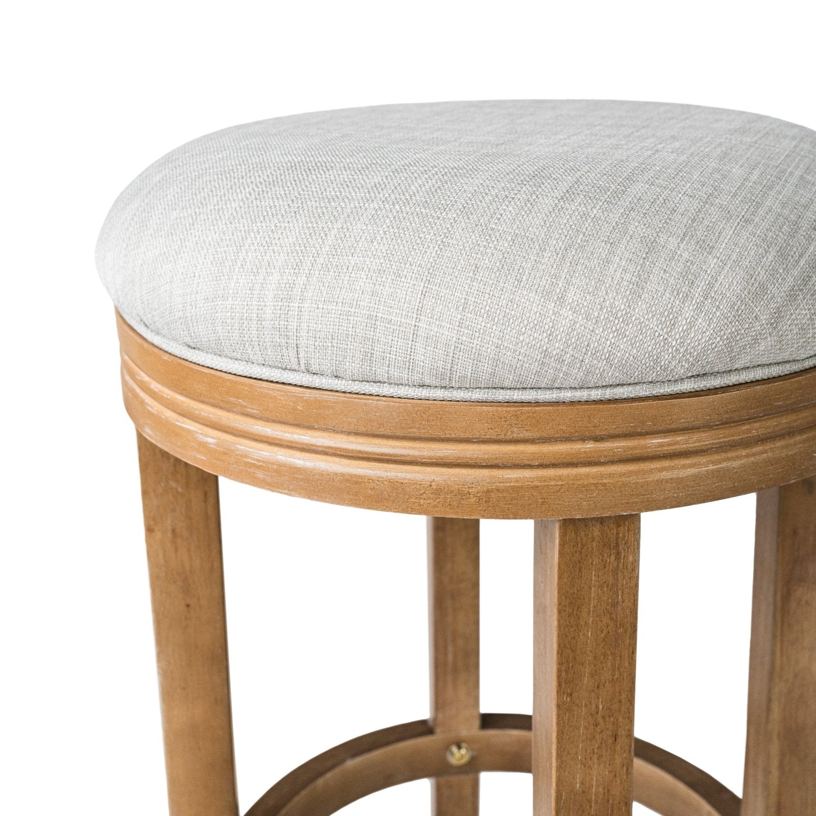 26" Eva Counter Height Kitchen Stool - Weathered Oak Finish with Sand Color Fabric Upholstery in Stools by Maven Lane