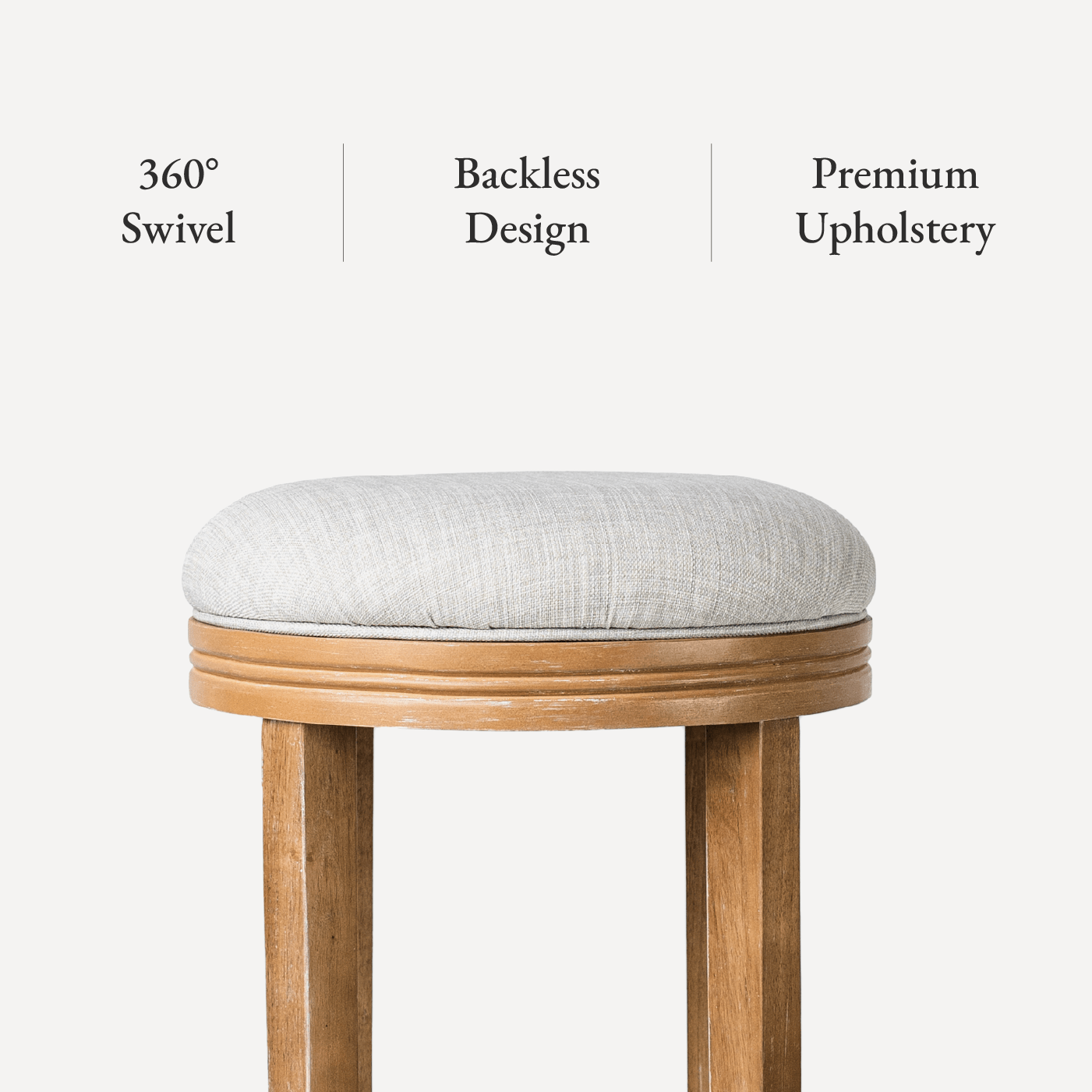 26" Eva Counter Height Kitchen Stool - Weathered Oak Finish with Sand Color Fabric Upholstery in Stools by Maven Lane
