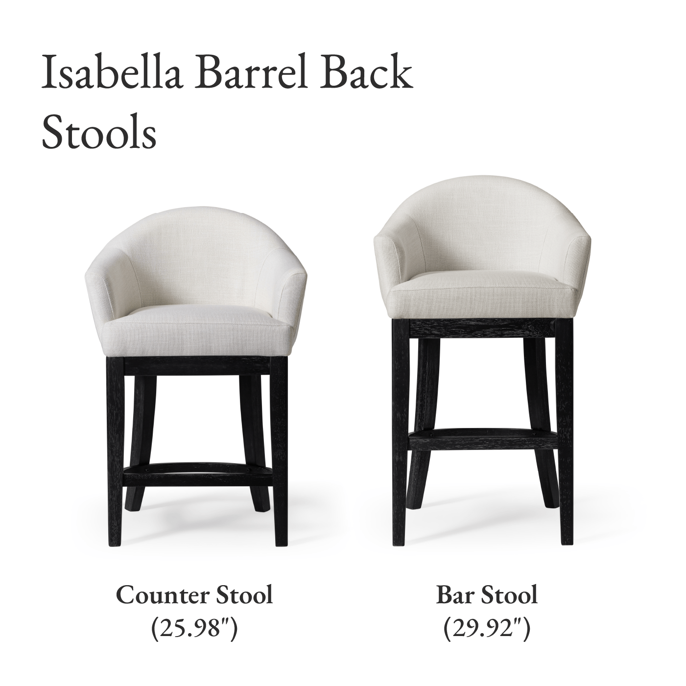 26" Isabella Swivel Counter Stool in Aged Black Finish with Snow White Fabric in Counter Stools by Maven Lane