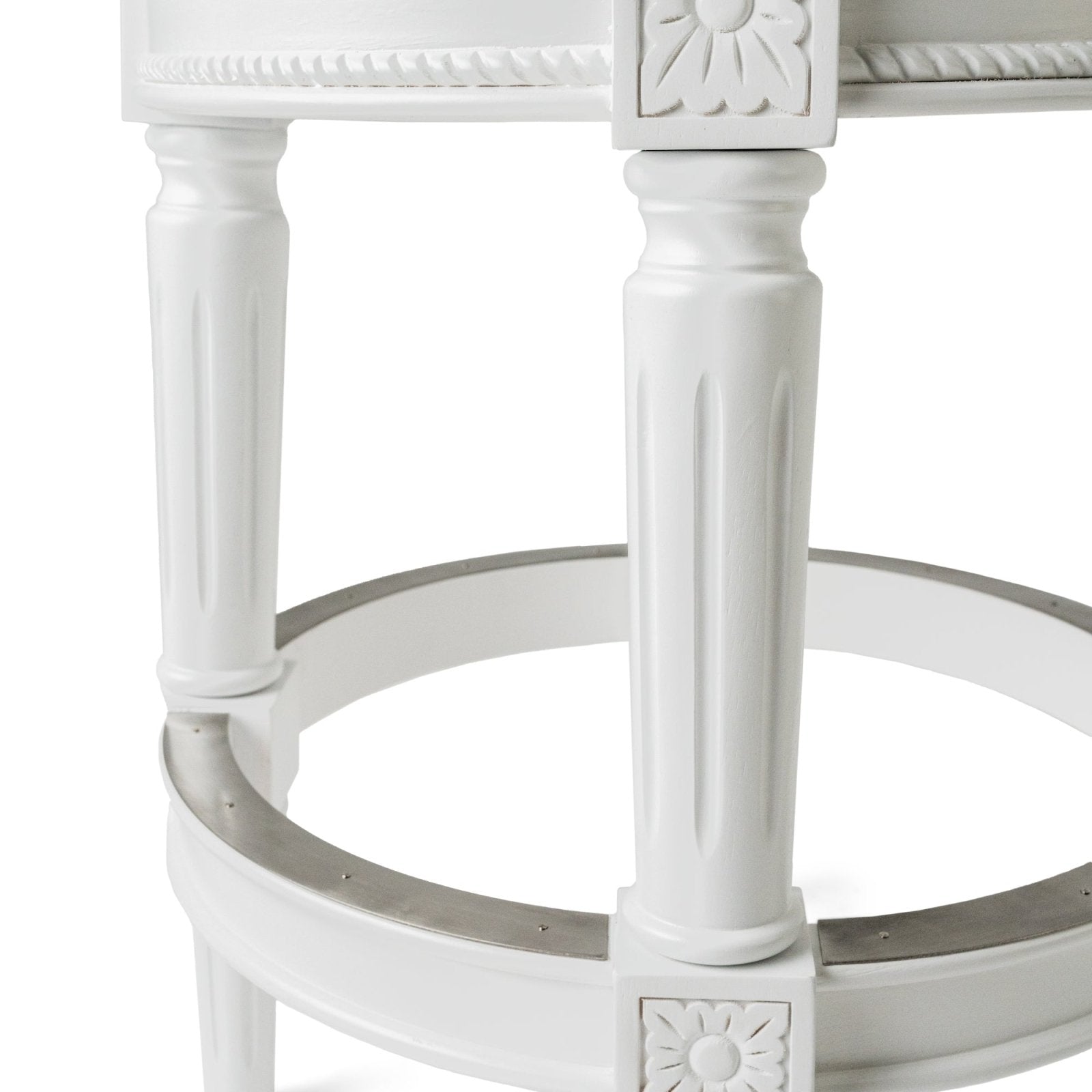 26" Pullman Backless Counter Stool in Alabaster White Finish with Cream Fabric Upholstery in Stools by Maven Lane