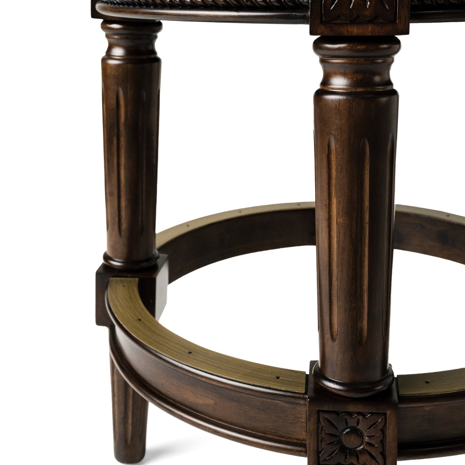 26" Pullman Backless Counter Stool in Dark Walnut Finish with Vintage Brown Vegan Leather in Stools by Maven Lane