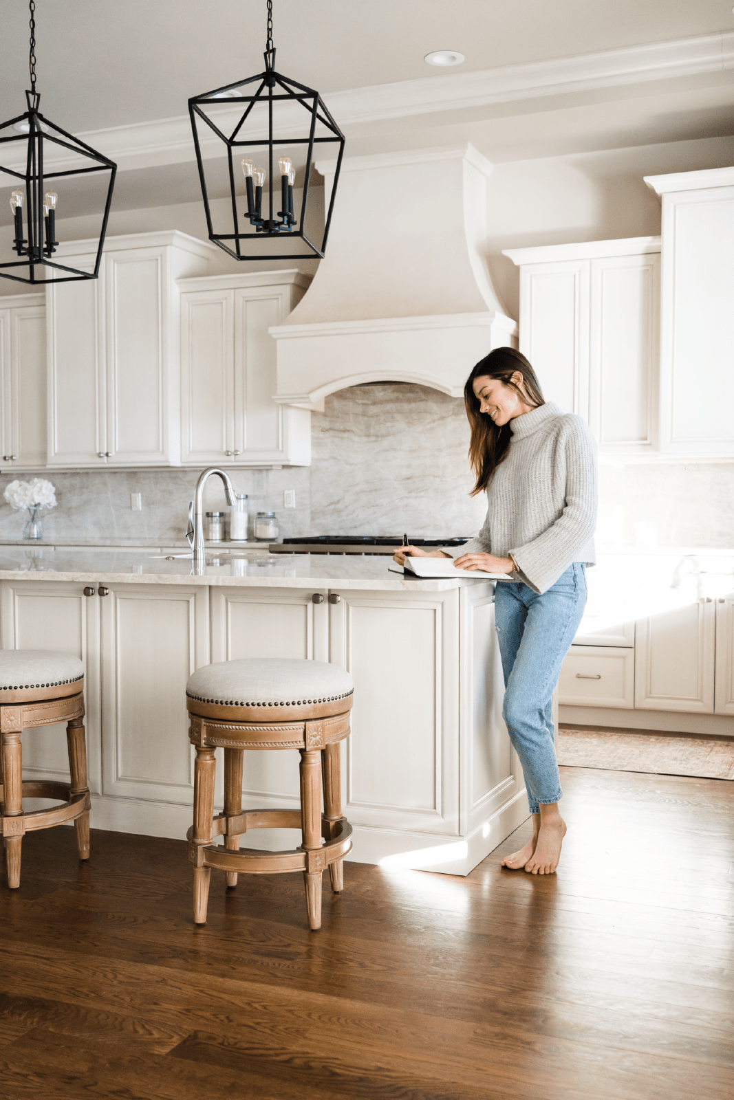 26" Pullman Backless Counter Stool in Weathered Oak Finish with Sand Color Fabric Upholstery in Stools by Maven Lane